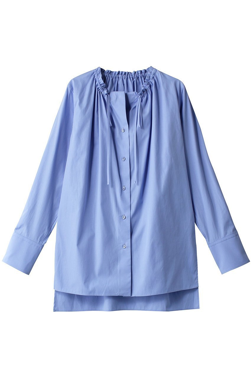 【ベイジ,/BEIGE,】のALBERT(アルベール)/ギャザーブラウス インテリア・キッズ・メンズ・レディースファッション・服の通販 founy(ファニー) 　ファッション　Fashion　レディースファッション　Fashion for Women　トップス・カットソー　Cut & Sew Tops　シャツ・ブラウス・オフィスカジュアル　Elegant Blouses & Button-Ups　なめらか　Smooth, Silky Texture　オイル　Body Oil　ギャザー　Gathered, Ruffled　ストライプ　Stripe, Striped Pattern　スリーブ　Sleeve, Long Sleeve / Short Sleeve　プリント　Print, Printed Pattern　ロング　Long, Long-Length　Sax|ID: prp329100004578942 ipo3291000000035923366