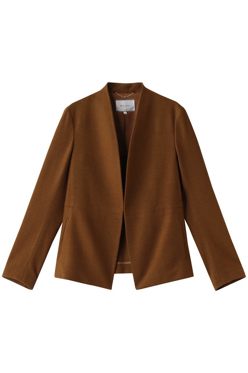 【ベイジ,/BEIGE,】のMAZARINE(マザリーヌ)/ノーカラージャケット インテリア・キッズ・メンズ・レディースファッション・服の通販 founy(ファニー) 　ファッション　Fashion　レディースファッション　Ladies' Fashion Online　アウター　Coat Outerwear　ジャケット　Jackets　ノーカラージャケット　No Collar Leather Jackets　ジャケット　Jacket　ペプラム　Peplum　エレガント 上品　Elegant　L.Brown|ID: prp329100004578951 ipo3291000000032437224