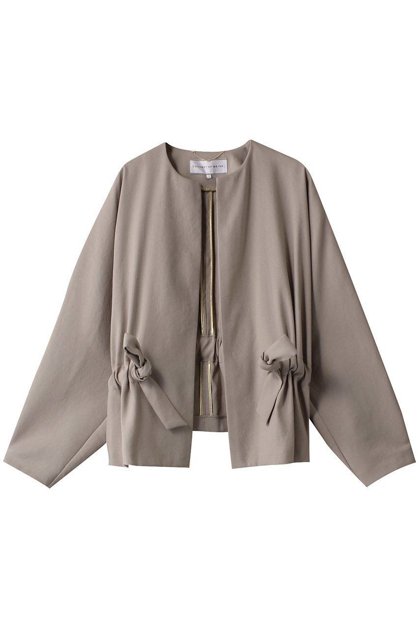 【ベイジ,/BEIGE,】のMARIE(マリー)/ノーカラージャケット インテリア・キッズ・メンズ・レディースファッション・服の通販 founy(ファニー) 　ファッション　Fashion　レディースファッション　Ladies' Fashion Online　アウター　Coat Outerwear　ジャケット　Jackets　ノーカラージャケット　No Collar Leather Jackets　カーディガン　Cardigan　ショート　Short　ジャケット　Jacket　Taupe|ID: prp329100004578989 ipo3291000000032437572