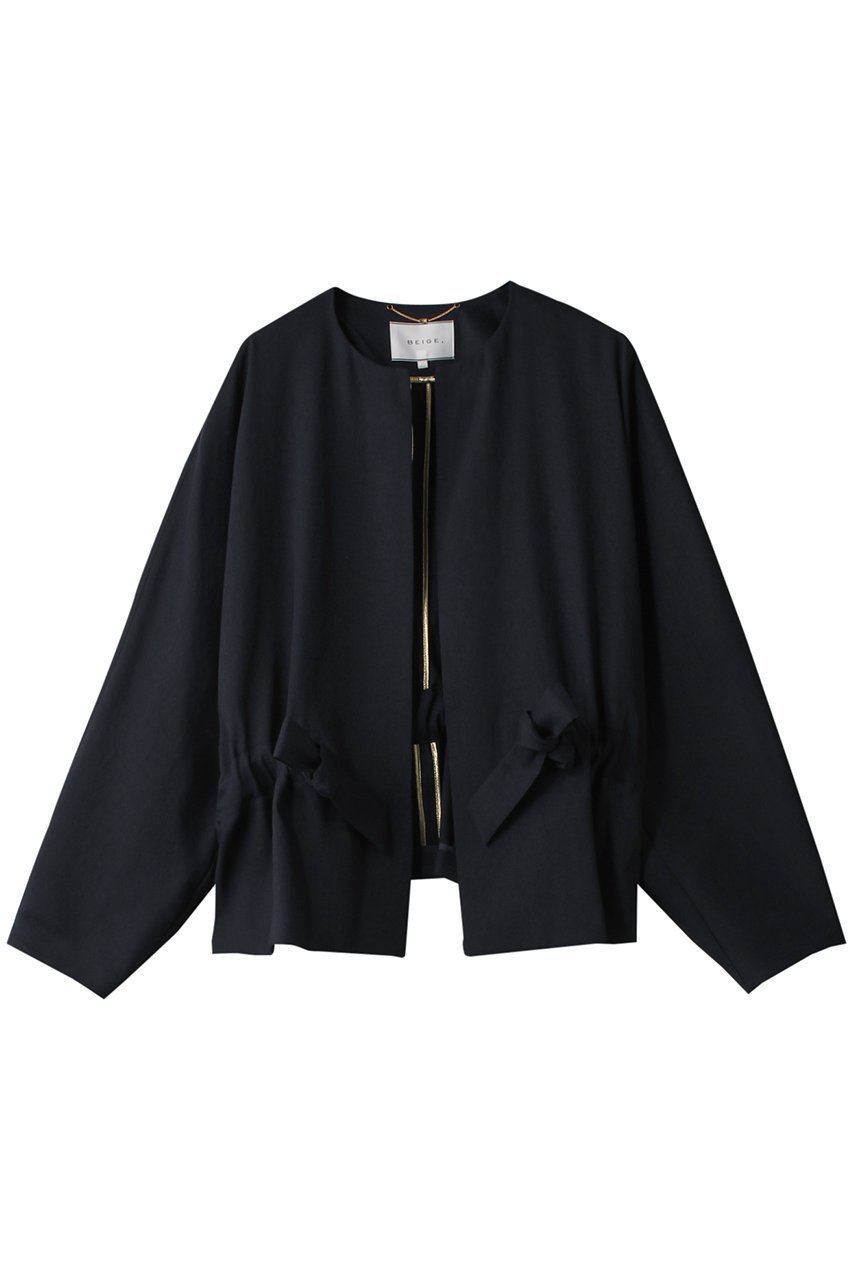【ベイジ,/BEIGE,】のMARIE(マリー)/ノーカラージャケット インテリア・キッズ・メンズ・レディースファッション・服の通販 founy(ファニー) 　ファッション　Fashion　レディースファッション　Ladies' Fashion Online　アウター　Coat Outerwear　ジャケット　Jackets　ノーカラージャケット　No Collar Leather Jackets　カーディガン　Cardigan　ショート　Short　ジャケット　Jacket　Navy|ID: prp329100004578989 ipo3291000000032437573