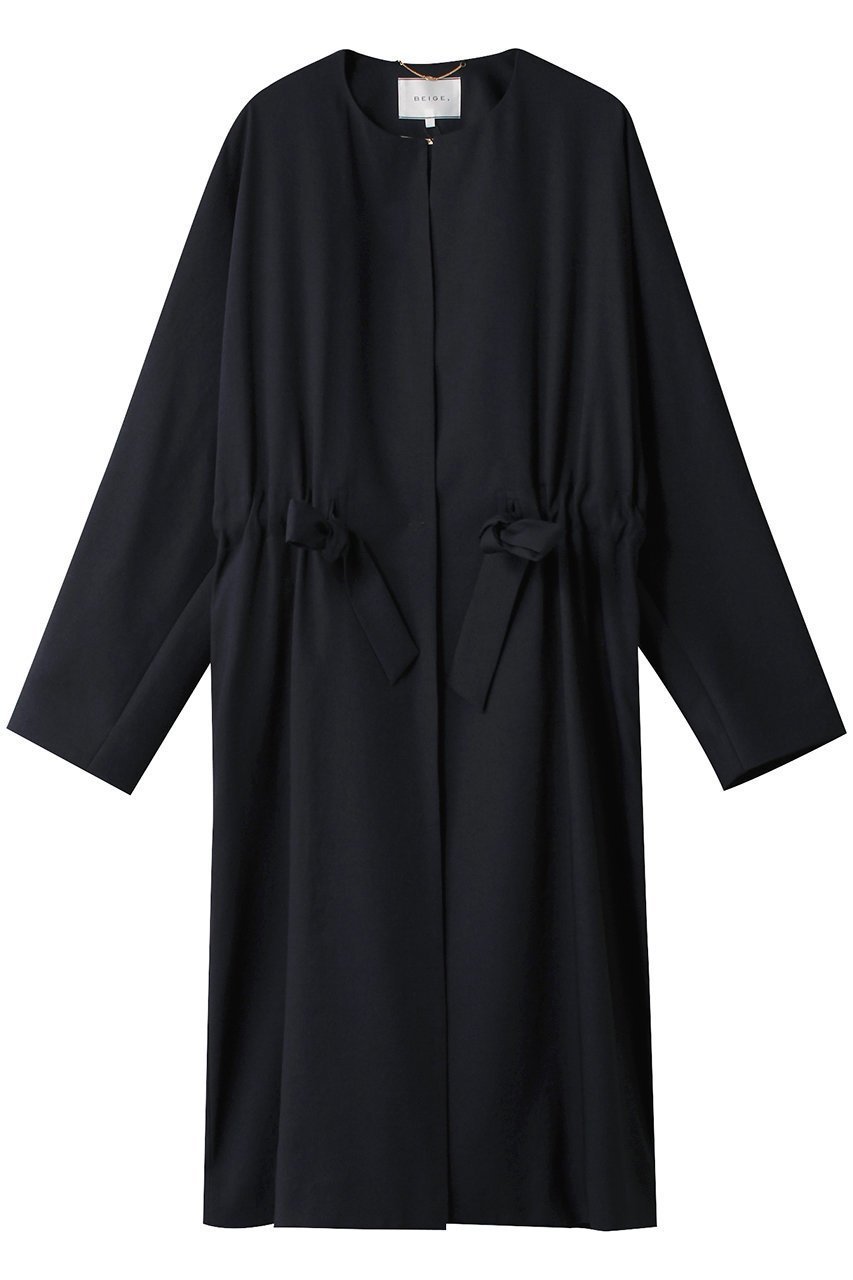 【ベイジ,/BEIGE,】のMARIE(マリー)/ノーカラーコート インテリア・キッズ・メンズ・レディースファッション・服の通販 founy(ファニー) 　ファッション　Fashion　レディースファッション　Fashion for Women　アウター　Coat / Outerwear Collection　コート・ロングコート・ピーコート　Long Coats, Peacoats & More　ロング　Long, Long-Length　Navy|ID: prp329100004578990 ipo3291000000035064562