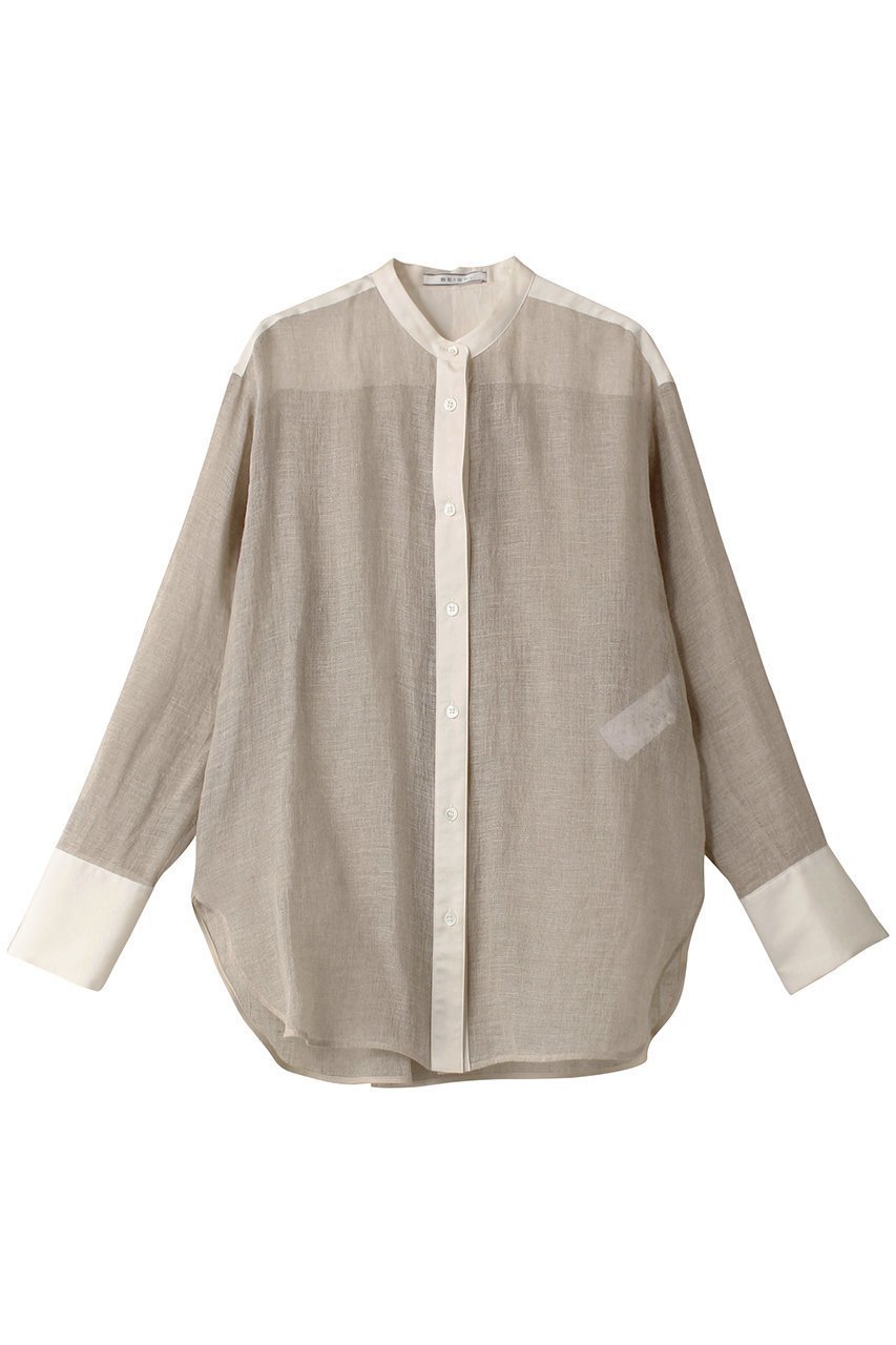 【ベイジ,/BEIGE,】のMATHIEU(マチョー)/バンドカラーシャツ インテリア・キッズ・メンズ・レディースファッション・服の通販 founy(ファニー) 　ファッション　Fashion　レディースファッション　Ladies' Fashion Online　トップス・カットソー　Tops/Tshirt　シャツ/ブラウス　Shirts/Blouses　キャミ　Cami　シアー　Sheer　シンプル　Simple　スリーブ　Sleeve　タンク　Tank　ロング　Long　エレガント 上品　Elegant　羽織　Haori　Flax|ID: prp329100004579000 ipo3291000000032437676