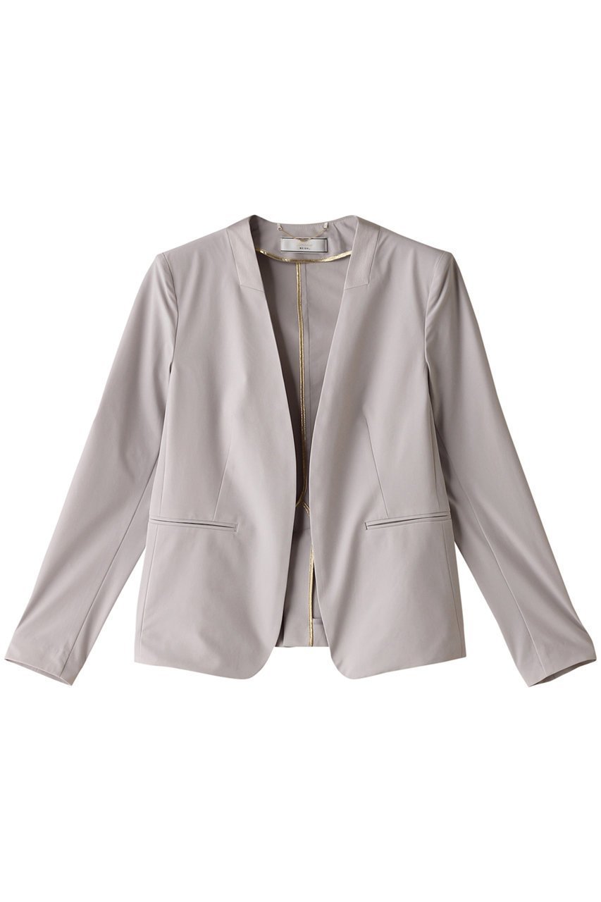 【ベイジ,/BEIGE,】のAUDREY(オードリー)/ノーカラージャケット インテリア・キッズ・メンズ・レディースファッション・服の通販 founy(ファニー) 　ファッション　Fashion　レディースファッション　Fashion for Women　アウター　Coat / Outerwear Collection　レディースジャケット・軽アウター　Jackets　ノーカラージャケット / シンプル上品コーデ　Collarless Jackets　オケージョン　Occasion Wear　コンパクト　Compact, Small Size　サテン　Satin, Glossy Fabric　ジャケット　Jacket, Outerwear　ビジネス 仕事 通勤　Business / Work / Commuting　エレガント 上品　Elegant　L.Gray|ID: prp329100004579004 ipo3291000000035065273