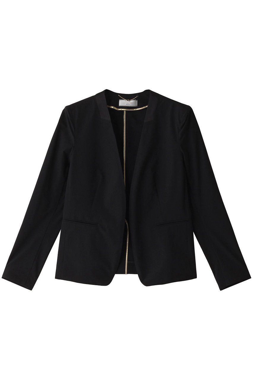 【ベイジ,/BEIGE,】のAUDREY(オードリー)/ノーカラージャケット インテリア・キッズ・メンズ・レディースファッション・服の通販 founy(ファニー) 　ファッション　Fashion　レディースファッション　Fashion for Women　アウター　Coat / Outerwear Collection　レディースジャケット・軽アウター　Jackets　ノーカラージャケット / シンプル上品コーデ　Collarless Jackets　オケージョン　Occasion Wear　コンパクト　Compact, Small Size　サテン　Satin, Glossy Fabric　ジャケット　Jacket, Outerwear　ビジネス 仕事 通勤　Business / Work / Commuting　エレガント 上品　Elegant　Black|ID: prp329100004579004 ipo3291000000035065275