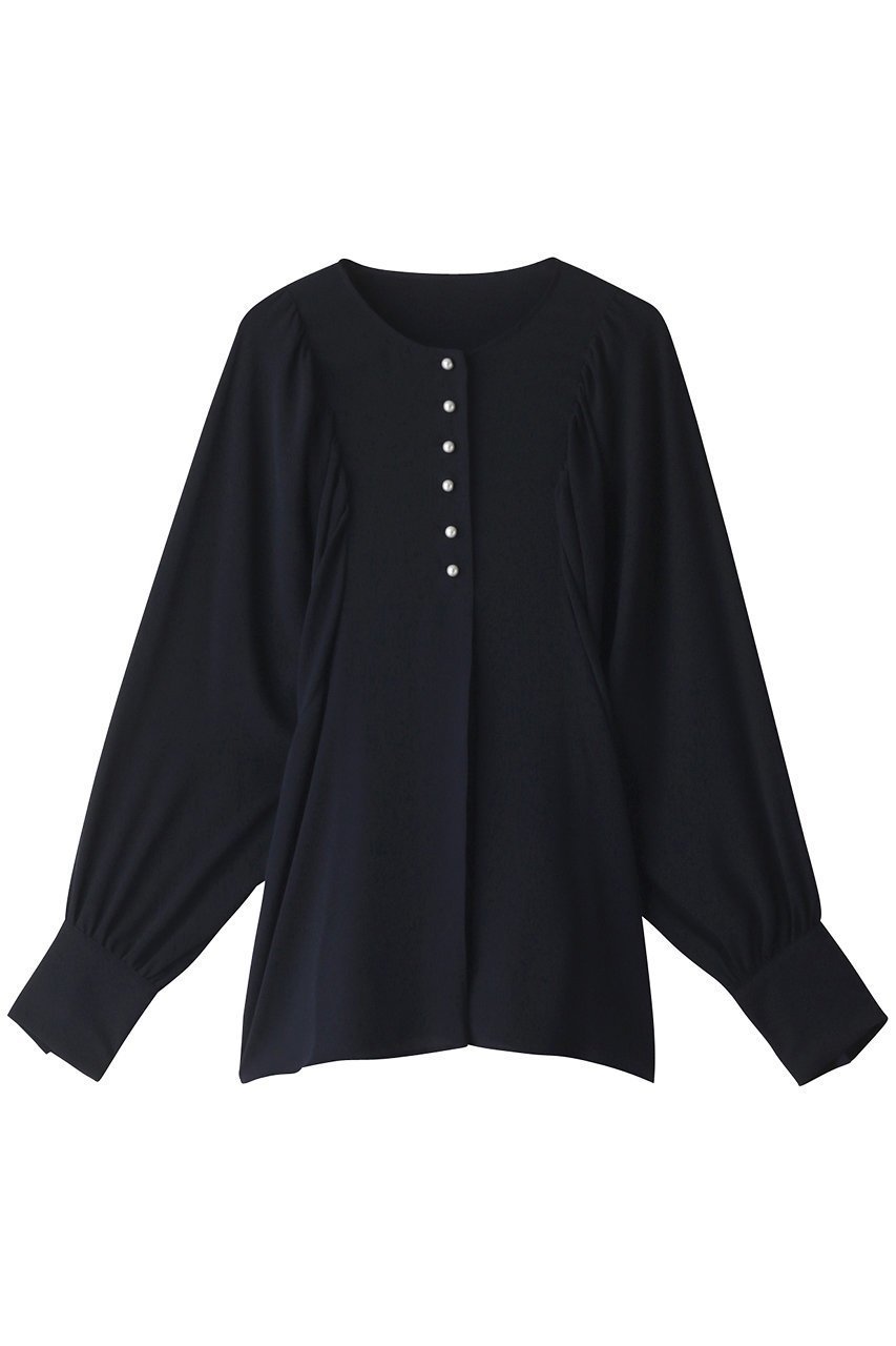 【ベイジ,/BEIGE,】のIRIS/ブラウス インテリア・キッズ・メンズ・レディースファッション・服の通販 founy(ファニー) 　ファッション　Fashion　レディースファッション　WOMEN　トップス・カットソー　Tops/Tshirt　シャツ/ブラウス　Shirts/Blouses　カフス　Cuffs　ギャザー　Gather　ジョーゼット　Georgette　スリーブ　Sleeve　パール　Pearl　ロング　Long　エレガント 上品　Elegant　ネイビー|ID: prp329100004579091 ipo3291000000032438519