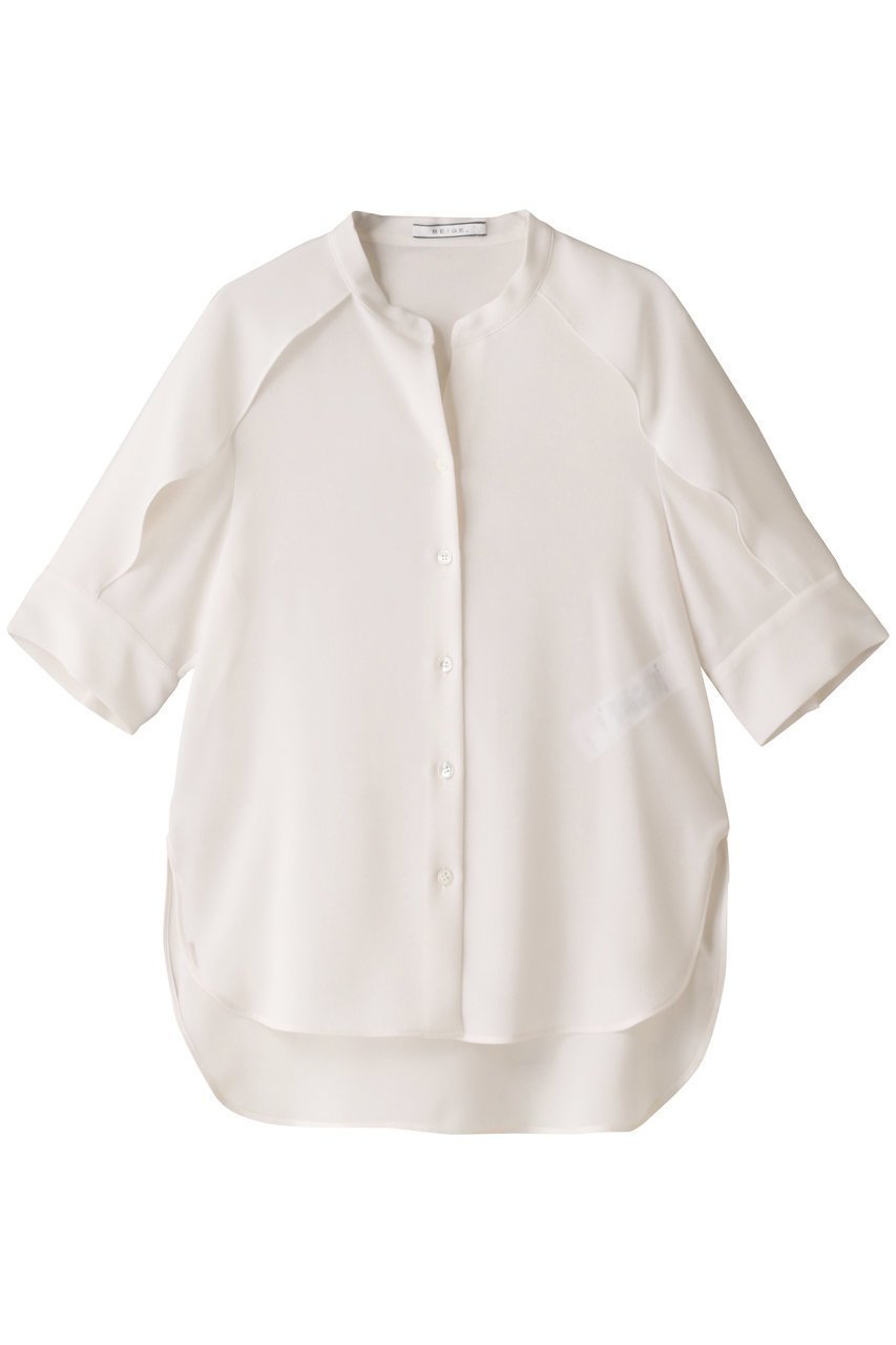 【ベイジ,/BEIGE,】のHYACINTH(ハイアシンス)/スタンドカラーブラウス インテリア・キッズ・メンズ・レディースファッション・服の通販 founy(ファニー) 　ファッション　Fashion　レディースファッション　WOMEN　トップス・カットソー　Tops/Tshirt　シャツ/ブラウス　Shirts/Blouses　おすすめ　Recommend　カフス　Cuffs　ショート　Short　スタンド　Stand　スリーブ　Sleeve　ドレープ　Drape　ヘムライン　Hemline　ヨーク　Yoke　エクリュ|ID: prp329100004579100 ipo3291000000032438603
