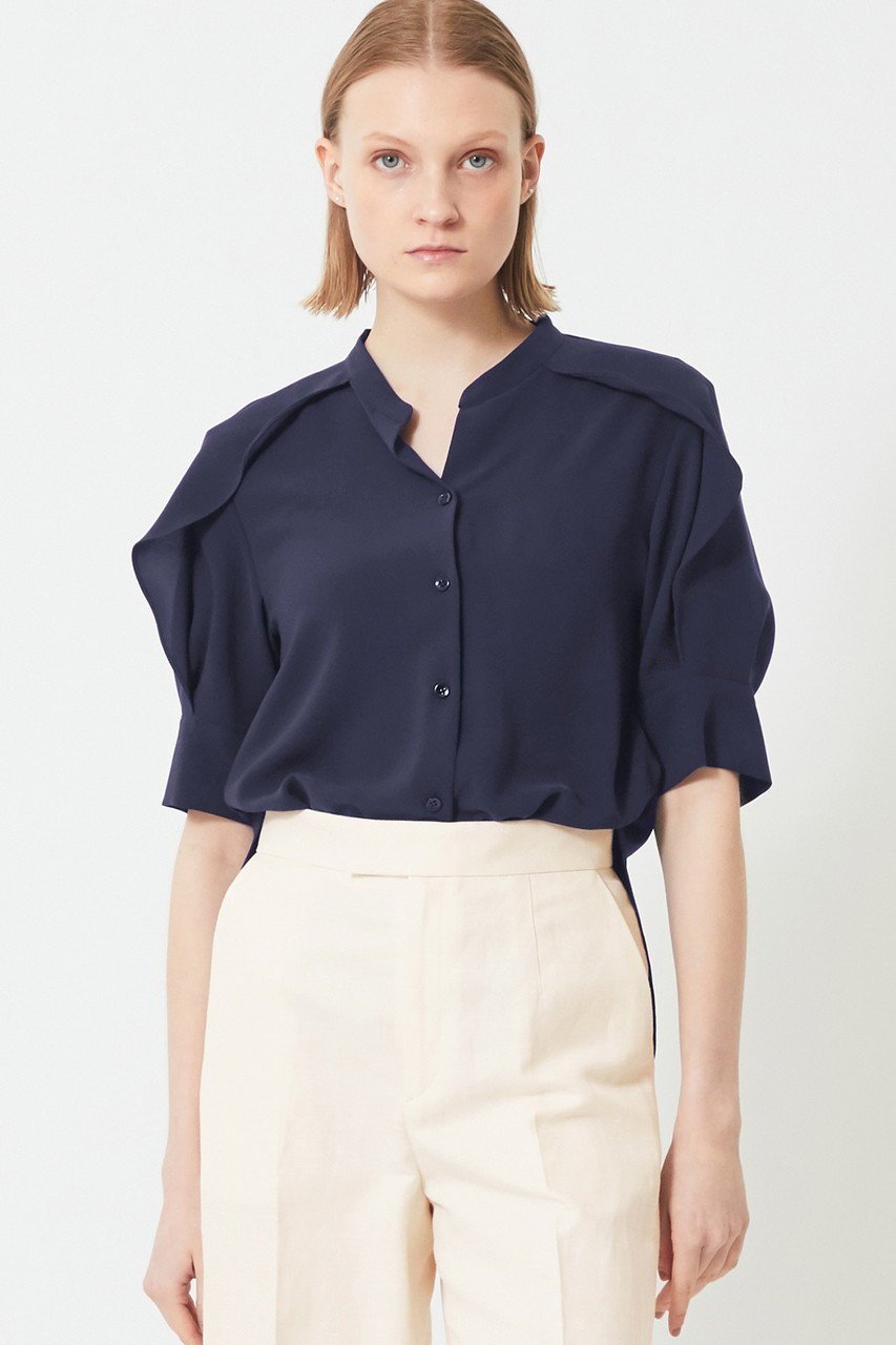 【ベイジ,/BEIGE,】のHYACINTH(ハイアシンス)/スタンドカラーブラウス 人気、トレンドファッション・服の通販 founy(ファニー) 　ファッション　Fashion　レディースファッション　WOMEN　トップス・カットソー　Tops/Tshirt　シャツ/ブラウス　Shirts/Blouses　おすすめ　Recommend　カフス　Cuffs　ショート　Short　スタンド　Stand　スリーブ　Sleeve　ドレープ　Drape　ヘムライン　Hemline　ヨーク　Yoke　other-7|ID: prp329100004579100 ipo3291000000032438611