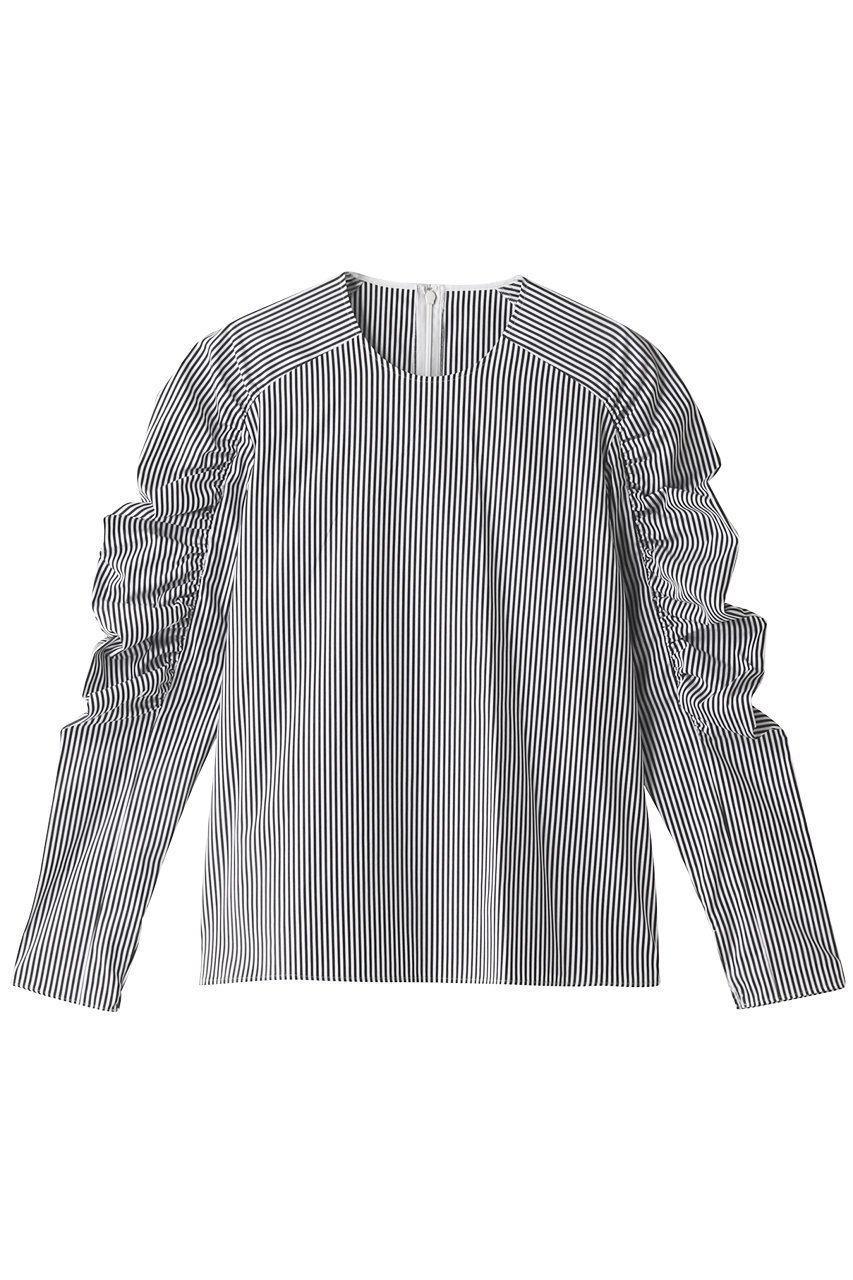 【ベイジ,/BEIGE,】のCROCOSMIA/ブラウス インテリア・キッズ・メンズ・レディースファッション・服の通販 founy(ファニー) 　ファッション　Fashion　レディースファッション　WOMEN　トップス・カットソー　Tops/Tshirt　シャツ/ブラウス　Shirts/Blouses　なめらか　Smooth　オイル　Oil　ギャザー　Gather　ストライプ　Stripe　スリット　Slit　スリーブ　Sleeve　ブロード　Broad　ロング　Long　ブラックストライプ|ID: prp329100004579103 ipo3291000000032438634