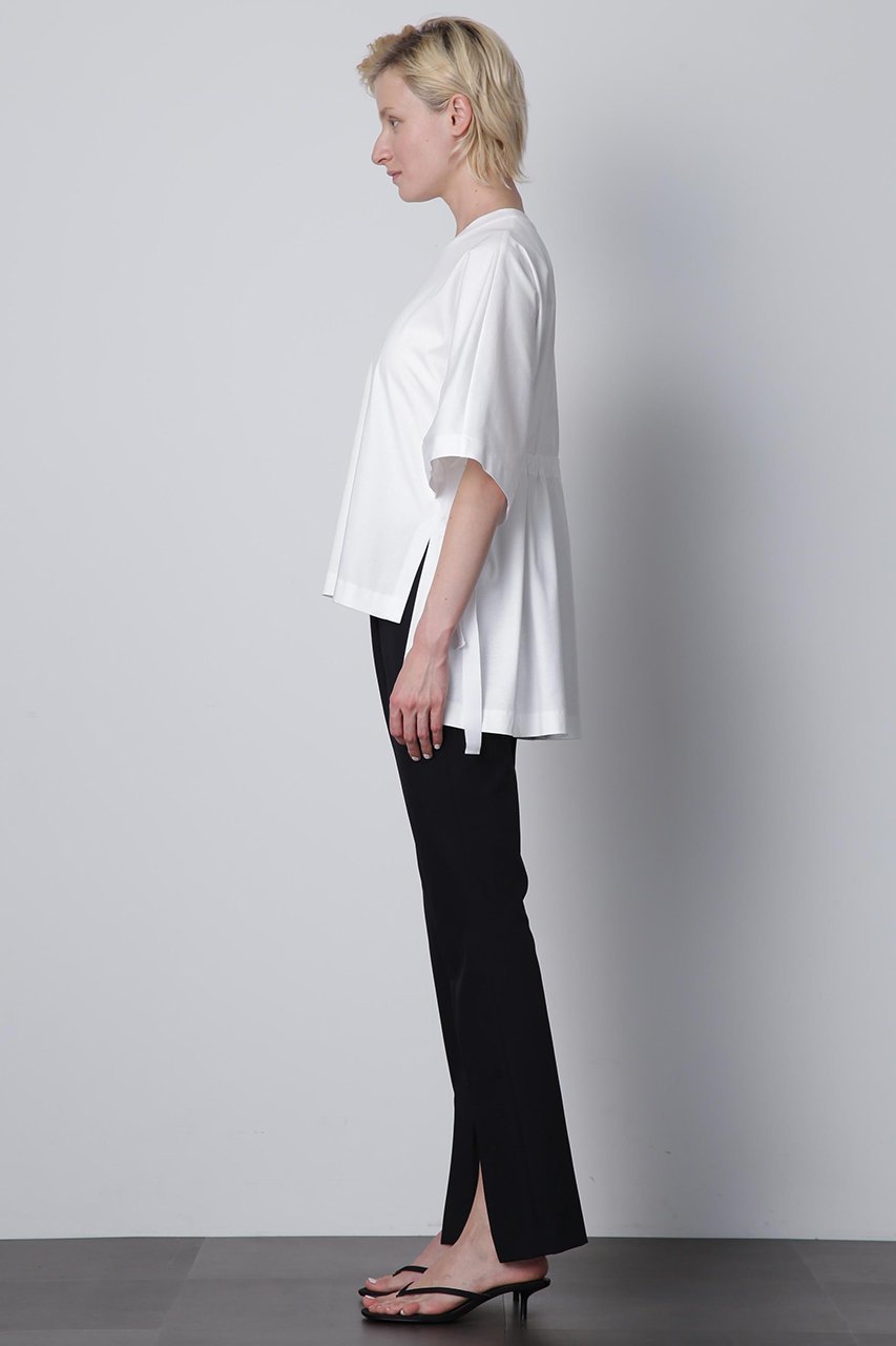 【ヒューエルミュージアム/hueLe Museum】の【hLM】リボンギャザーTシャツ 人気、トレンドファッション・服の通販 founy(ファニー) 　ファッション　Fashion　レディースファッション　Fashion for Women　トップス・カットソー　Cut & Sew Tops　シャツ・ブラウス・オフィスカジュアル　Elegant Blouses & Button-Ups　ロングTシャツ・Tシャツ　Longline T-Shirts & Tees　カットソー・ベーシックTシャツ　Cut-and-Sewn Tops / Stretch Tees & Basics　エレガント 上品　Elegant　ギャザー　Gathered, Ruffled　ショート　Short, Short Length　スリーブ　Sleeve, Long Sleeve / Short Sleeve　ドレープ　Drape, Draping Fabric　リボン　Ribbon, Bow　other-4|ID: prp329100004579117 ipo3291000000035003347