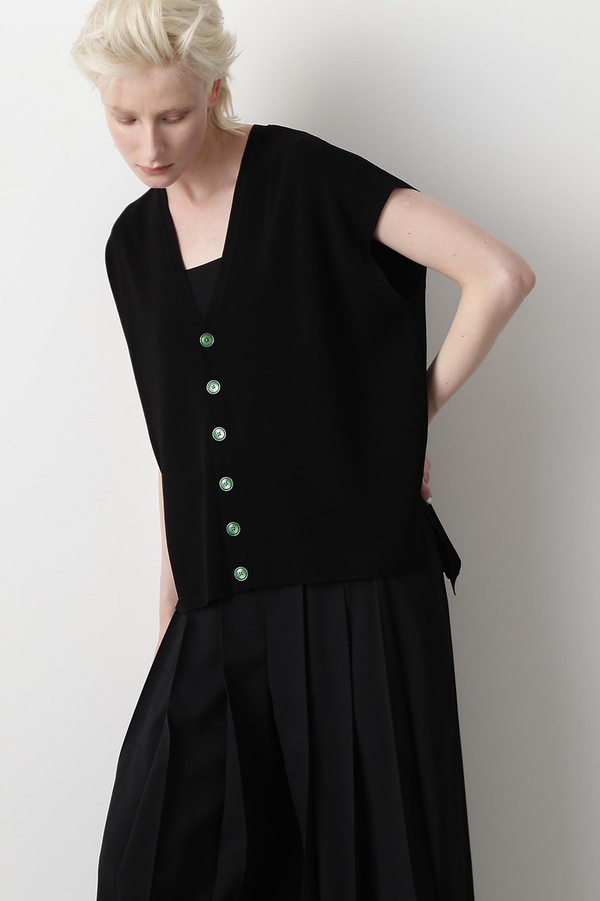 【ヒューエルミュージアム/hueLe Museum】の【STUMBLY】Sleeveless Cardigan 人気、トレンドファッション・服の通販 founy(ファニー) 　ファッション　Fashion　レディースファッション　Fashion for Women　トップス・カットソー　Cut & Sew Tops　ニット　Knit Tops & Sweaters　カーディガン・羽織り　Layered Style Cardigans　カジュアルプルオーバー・ニットトップス　Pullovers & Knit Tops / Casual Pullovers　ドレープ　Drape, Draping Fabric　バランス　Balance, Style Balance　フロント　Front, Front Design　エレガント 上品　Elegant　 other-1|ID: prp329100004579120 ipo3291000000032808957