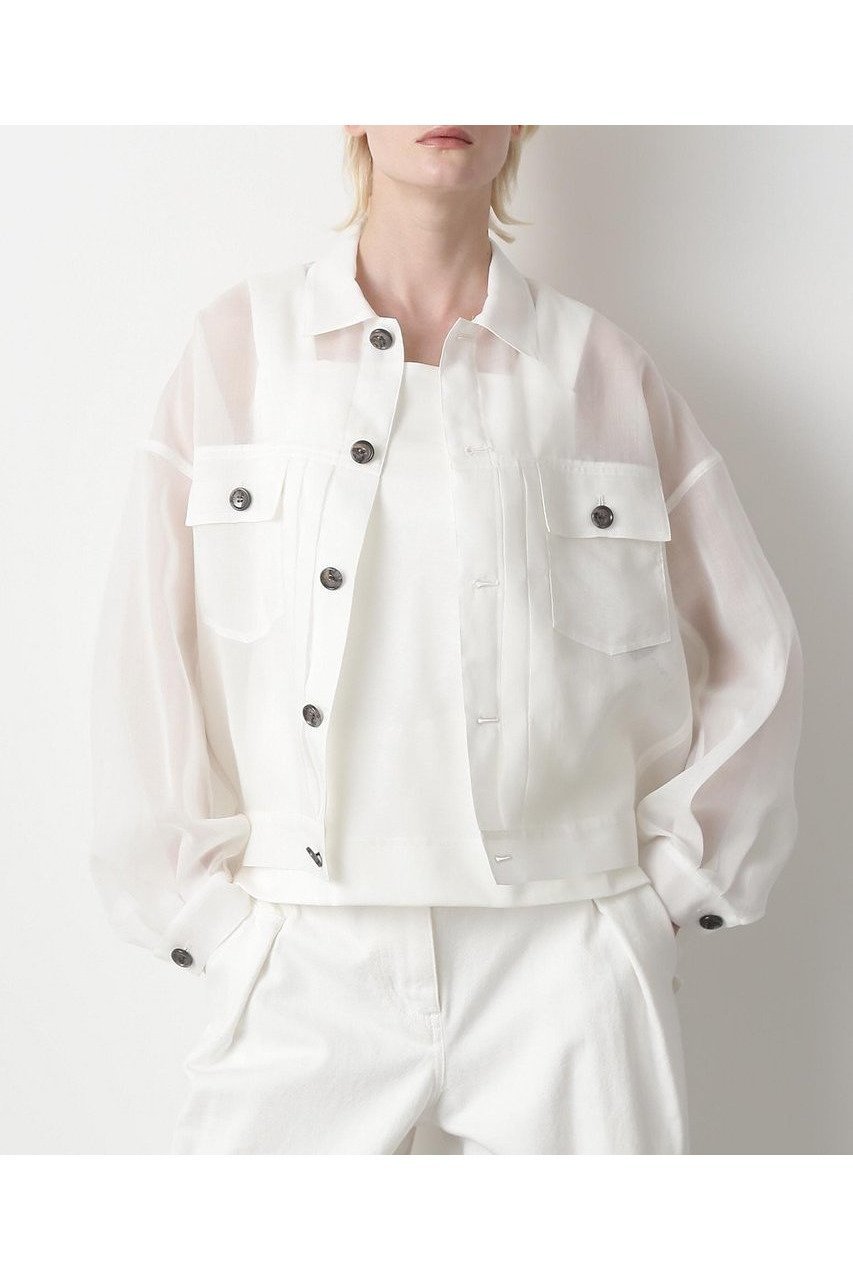 【ヒューエルミュージアム/hueLe Museum】の【STUMBLY】Sheer Organdy Jean Jaket インテリア・キッズ・メンズ・レディースファッション・服の通販 founy(ファニー) 　ファッション　Fashion　レディースファッション　WOMEN　アウター　Coat Outerwear　ジャケット　Jackets　インナー　Inner　シンプル　Simple　ジャケット　Jacket　ブルゾン　Blouson　人気　Popularity　夏　Summer　定番　Standard　NEW・新作・新着・新入荷　New Arrivals　春　Spring　ホワイト|ID: prp329100004579122 ipo3291000000032438784