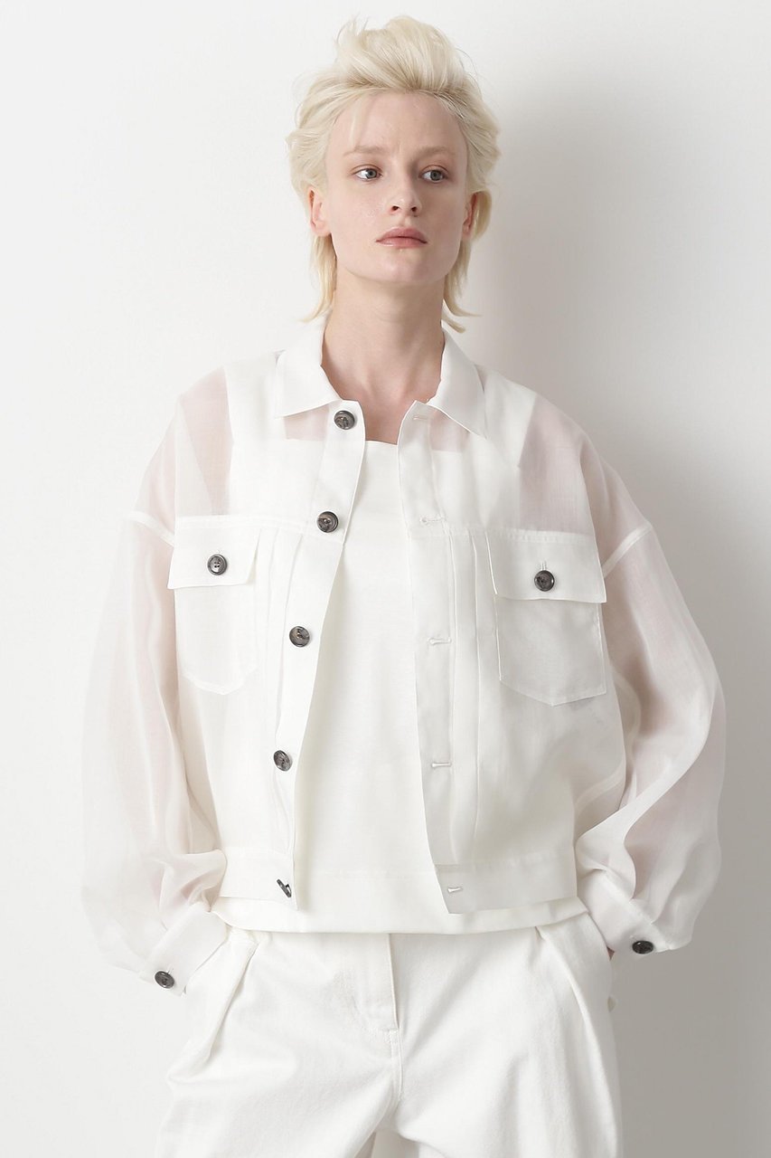 【ヒューエルミュージアム/hueLe Museum】の【STUMBLY】Sheer Organdy Jean Jaket インテリア・キッズ・メンズ・レディースファッション・服の通販 founy(ファニー) 　ファッション　Fashion　レディースファッション　Fashion for Women　アウター　Coat / Outerwear Collection　レディースジャケット・軽アウター　Jackets　インナー　Innerwear　シンプル　Simple, Minimal　ジャケット　Jacket, Outerwear　ブルゾン　Blouson, Bomber Jacket　人気　Popular, Best Seller　夏　Summer　定番　Standard, Basic Item　春　Spring　ホワイト|ID: prp329100004579122 ipo3291000000036116633