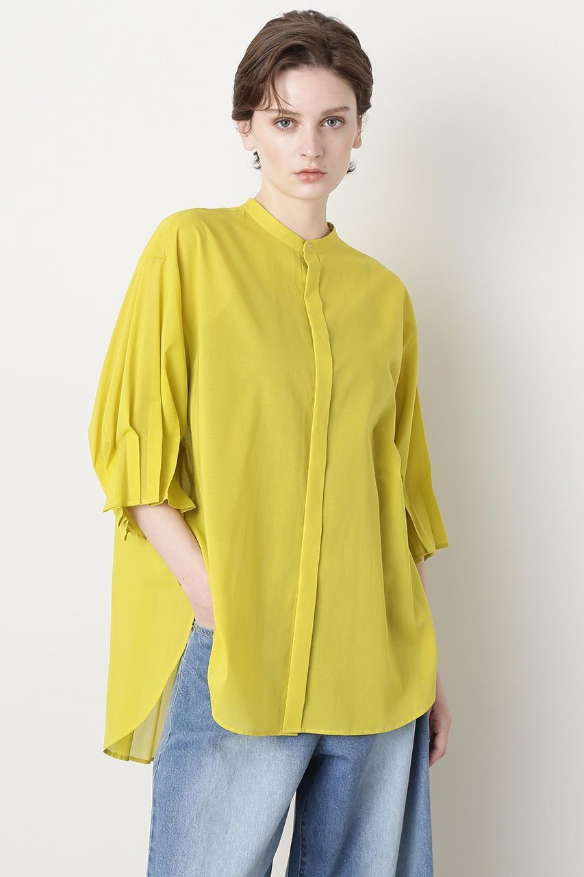 【ヒューエルミュージアム/hueLe Museum】の【STUMBLY】Tuck Sleeve Shirt インテリア・キッズ・メンズ・レディースファッション・服の通販 founy(ファニー) 　ファッション　Fashion　レディースファッション　Fashion for Women　トップス・カットソー　Cut & Sew Tops　シャツ・ブラウス・オフィスカジュアル　Elegant Blouses & Button-Ups　ショート　Short, Short Length　スリーブ　Sleeve, Long Sleeve / Short Sleeve　ハーフ　Half, Half-Length　フォルム　Silhouette, Form　イエロー|ID: prp329100004579123 ipo3291000000032869425