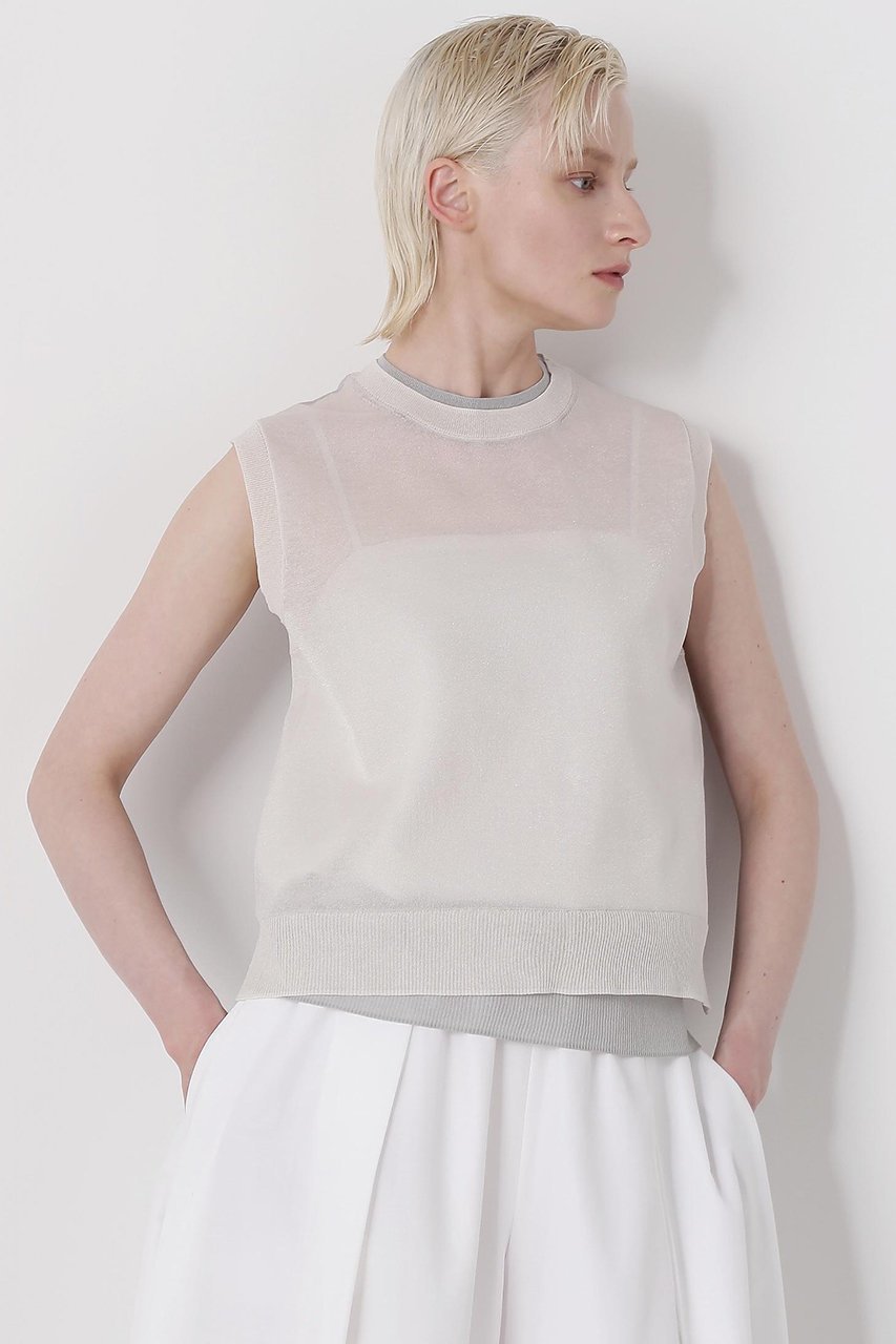 【ヒューエルミュージアム/hueLe Museum】の【hLM】シアーニットタンク インテリア・キッズ・メンズ・レディースファッション・服の通販 founy(ファニー) 　ファッション　Fashion　レディースファッション　Fashion for Women　トップス・カットソー　Cut & Sew Tops　ニット　Knit Tops & Sweaters　カジュアルプルオーバー・ニットトップス　Pullovers & Knit Tops / Casual Pullovers　インナー　Innerwear　シアー　Sheer, See-Through　トレンド　Trend, Trending Now　ベーシック　Basic, Essential　ホワイト|ID: prp329100004579124 ipo3291000000035559677