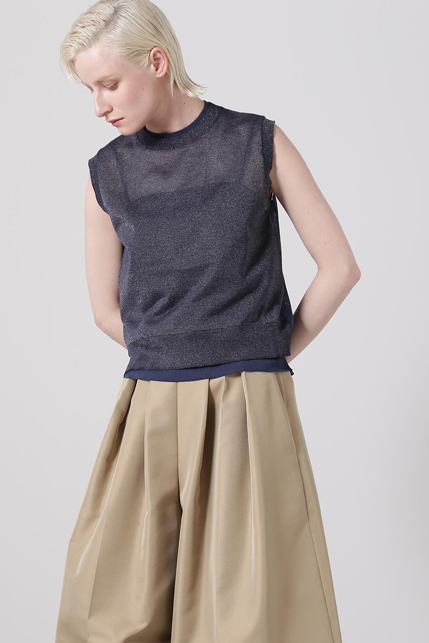 【ヒューエルミュージアム/hueLe Museum】の【hLM】シアーニットタンク インテリア・キッズ・メンズ・レディースファッション・服の通販 founy(ファニー) 　ファッション　Fashion　レディースファッション　Fashion for Women　トップス・カットソー　Cut & Sew Tops　ニット　Knit Tops & Sweaters　カジュアルプルオーバー・ニットトップス　Pullovers & Knit Tops / Casual Pullovers　インナー　Innerwear　シアー　Sheer, See-Through　トレンド　Trend, Trending Now　ベーシック　Basic, Essential　ネイビー|ID: prp329100004579124 ipo3291000000035559679