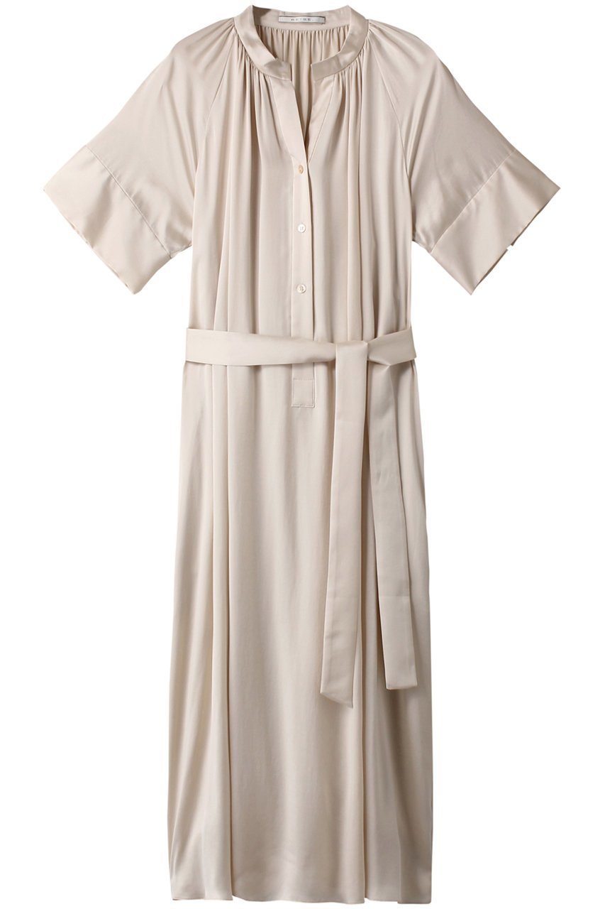 【ベイジ,/BEIGE,】のYEW/シャツワンピース インテリア・キッズ・メンズ・レディースファッション・服の通販 founy(ファニー) 　ファッション　Fashion　レディースファッション　Ladies' Fashion Online　ワンピース　Dress　シャツワンピース　Shirt Dresses　チュニック　Tunic　なめらか　Smooth　サテン　Satin　シルク　Silk　チュニック　Tunic　ピーチ　Peach　リボン　Ribbon　リュクス　Luxe　ロング　Long　エレガント 上品　Elegant　洗える　Washable　ベージュ|ID: prp329100004579134 ipo3291000000032438877
