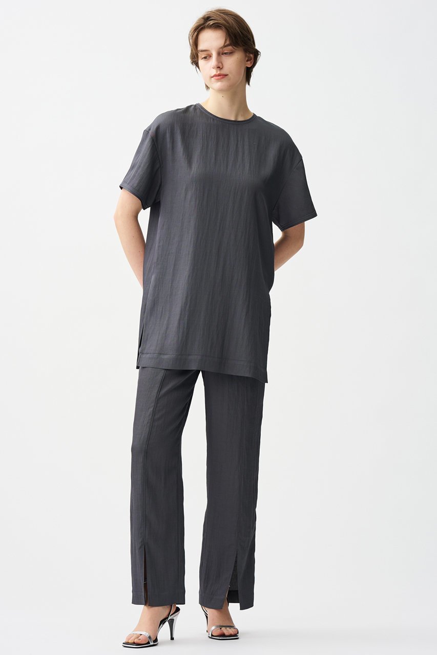 【アンクレイヴ/uncrave】のドレープツイル Tブラウス 人気、トレンドファッション・服の通販 founy(ファニー) 　ファッション　Fashion　レディースファッション　Fashion for Women　トップス・カットソー　Cut & Sew Tops　シャツ・ブラウス・オフィスカジュアル　Elegant Blouses & Button-Ups　ショート　Short, Short Length　スリット　Slit, Slit Detail　スリーブ　Sleeve, Long Sleeve / Short Sleeve　エレガント 上品　Elegant　夏　Summer　ビジネス 仕事 通勤　Business / Work / Commuting　other-7|ID: prp329100004579138 ipo3291000000036393456