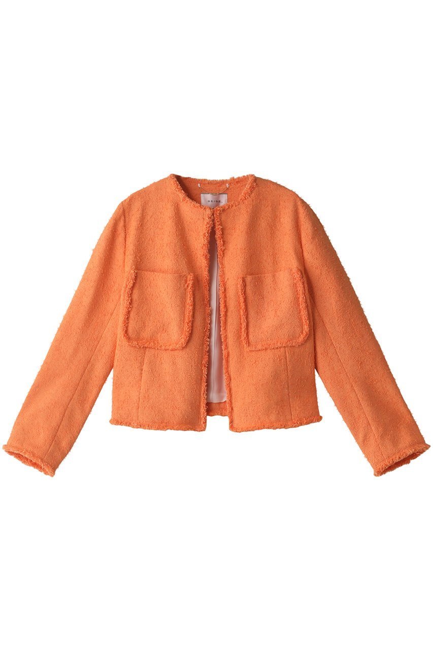 【ベイジ,/BEIGE,】のDAHLIA(ダリア)/ツイードジャケット インテリア・キッズ・メンズ・レディースファッション・服の通販 founy(ファニー) 　ファッション　Fashion　レディースファッション　Ladies' Fashion Online　アウター　Coat Outerwear　ジャケット　Jackets　ジャケット　Jacket　ツイード　Tweed　フリンジ　Fringe　ポケット　Pocket　春　Spring　オレンジ|ID: prp329100004579154 ipo3291000000032439076