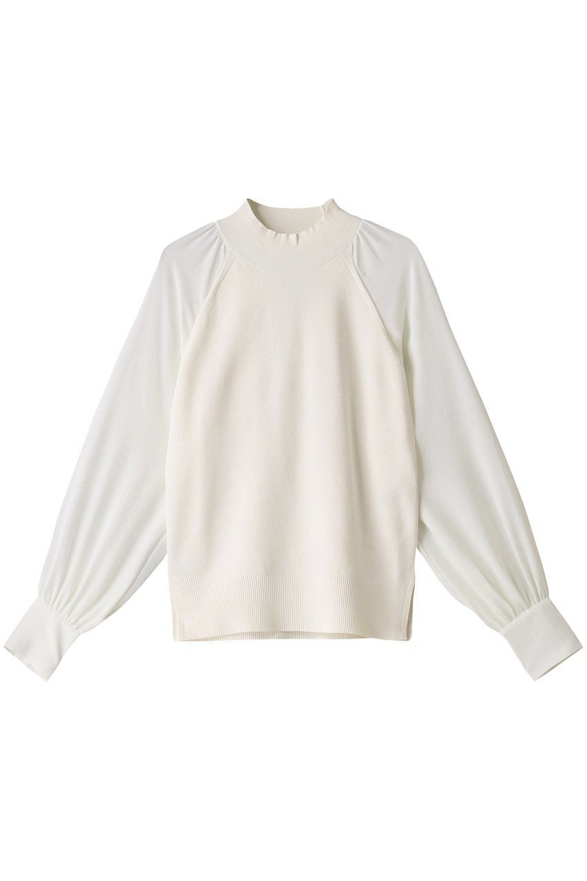 【ベイジ,/BEIGE,】のHOLLY(ホリー)/ドッキングニット インテリア・キッズ・メンズ・レディースファッション・服の通販 founy(ファニー) 　ファッション　Fashion　レディースファッション　Ladies' Fashion Online　トップス・カットソー　Tops/Tshirt　ニット　Knit Tops　プルオーバー　Pullover　おすすめ　Recommend　カフス　Cuffs　シアー　Sheer　スリーブ　Sleeve　セットアップ　Set Up　ドッキング　Docking　ハイネック　High Neck　エクリュ|ID: prp329100004579160 ipo3291000000032439134