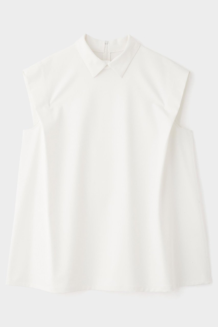 【ル フィル/LE PHIL】のストレッチオックスノースリーブブラウス インテリア・キッズ・メンズ・レディースファッション・服の通販 founy(ファニー) 　ファッション　Fashion　レディースファッション　Fashion for Women　トップス・カットソー　Cut & Sew Tops　キャミソール&ノースリーブ　Camisoles & Sleeveless Tops　シャツ・ブラウス・オフィスカジュアル　Elegant Blouses & Button-Ups　ノースリーブ　Sleeveless, No-Sleeve　パターン　Pattern, Design Print　フレア　Flare, Flared　ボトム　Bottoms, Lower Wear　エレガント 上品　Elegant　ホワイト|ID: prp329100004580216 ipo3291000000036101041