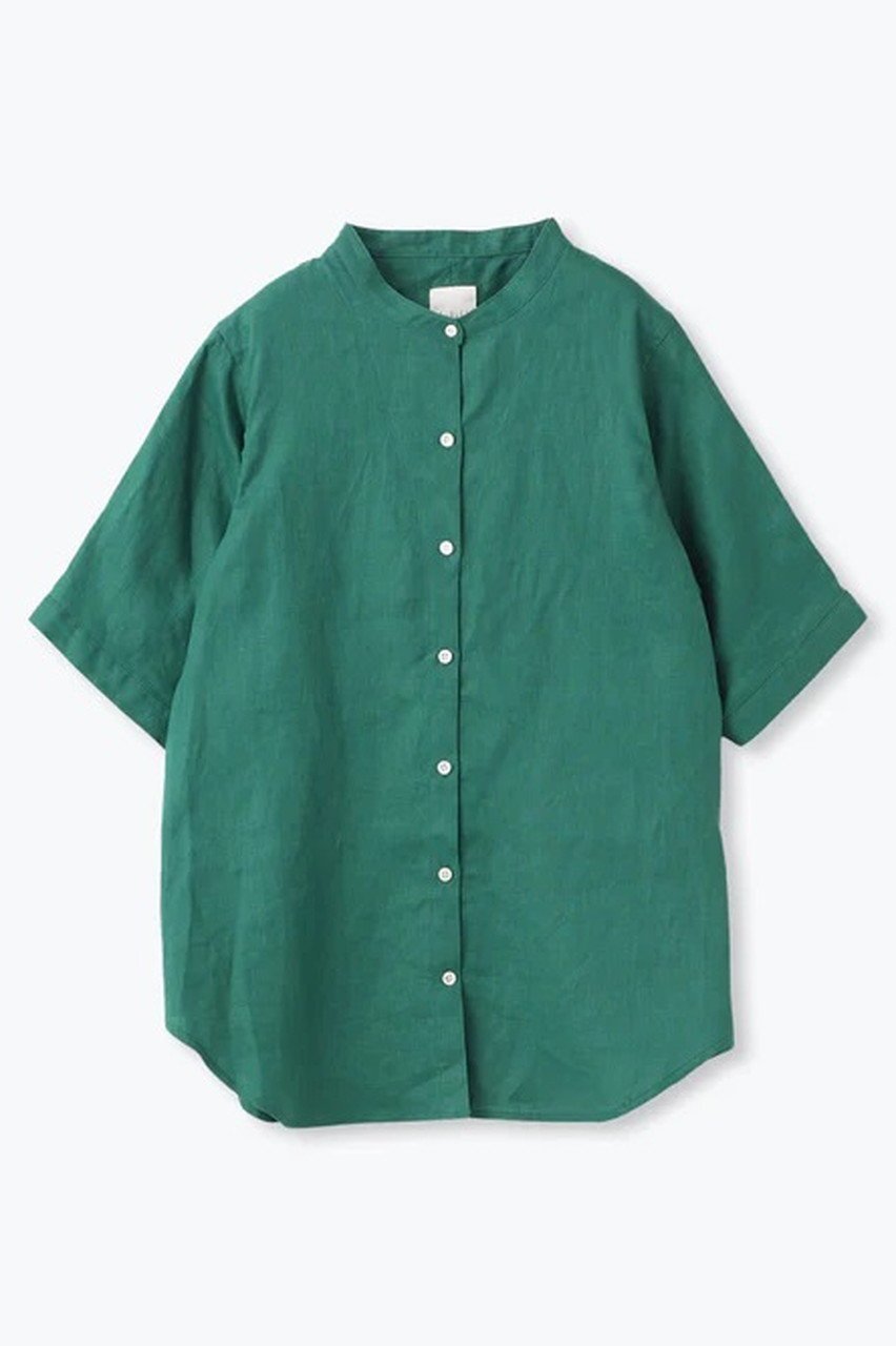 【レリル/lelill】のリネンベーシックシャツ インテリア・キッズ・メンズ・レディースファッション・服の通販 founy(ファニー) 　ファッション　Fashion　レディースファッション　WOMEN　トップス・カットソー　Tops/Tshirt　シャツ/ブラウス　Shirts/Blouses　カフス　Cuffs　ショート　Short　スリーブ　Sleeve　タフタ　Taffeta　リネン　Linen　ロールアップ　Roll Up　再入荷　Restock/Back In Stock/Re Arrival　夏　Summer　グリーン|ID: prp329100004580252 ipo3291000000032451514