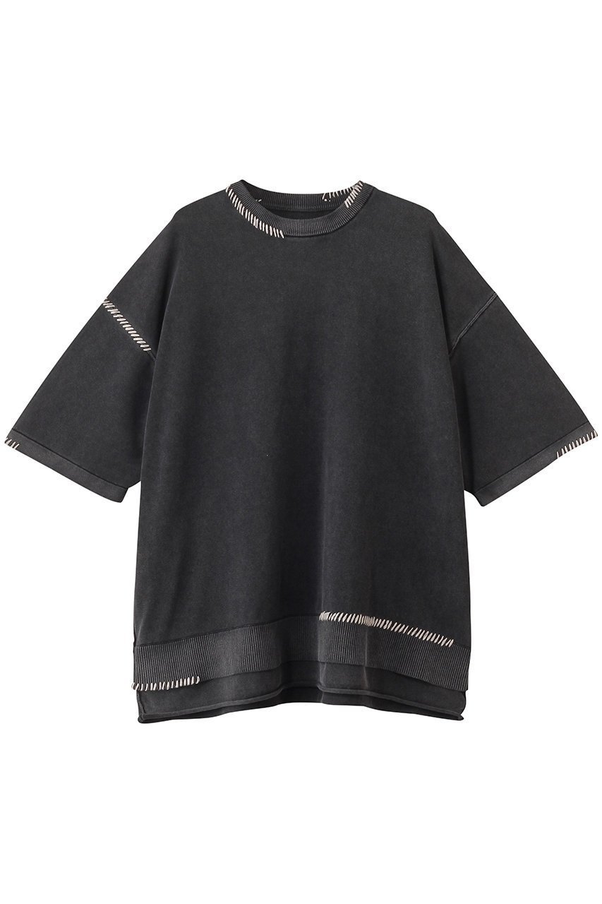 【メゾンスペシャル/MAISON SPECIAL】の【UNISEX】ハイツイストピグメントブリーチニットTシャツ インテリア・キッズ・メンズ・レディースファッション・服の通販 founy(ファニー) 　ファッション　Fashion　レディースファッション　Ladies' Fashion Online　トップス・カットソー　Tops/Tshirt　ニット　Knit Tops　シャツ/ブラウス　Shirts/Blouses　ロング / Tシャツ　T-Shirts　プルオーバー　Pullover　ユニセックス　Unisex　サマー　Summer　ショルダー　Shoulder　ドロップ　Drop　ボトム　Bottom　BLK(ブラック)|ID: prp329100004580280 ipo3291000000032451707