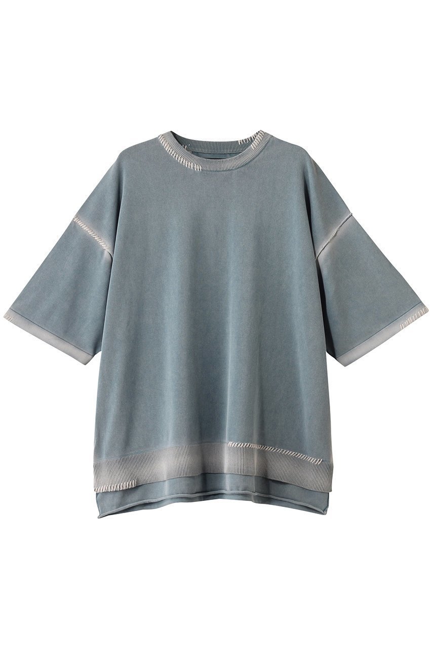 【メゾンスペシャル/MAISON SPECIAL】の【UNISEX】ハイツイストピグメントブリーチニットTシャツ インテリア・キッズ・メンズ・レディースファッション・服の通販 founy(ファニー) 　ファッション　Fashion　レディースファッション　Ladies' Fashion Online　トップス・カットソー　Tops/Tshirt　ニット　Knit Tops　シャツ/ブラウス　Shirts/Blouses　ロング / Tシャツ　T-Shirts　プルオーバー　Pullover　ユニセックス　Unisex　サマー　Summer　ショルダー　Shoulder　ドロップ　Drop　ボトム　Bottom　S.BLU(スカイブルー)|ID: prp329100004580280 ipo3291000000032451709