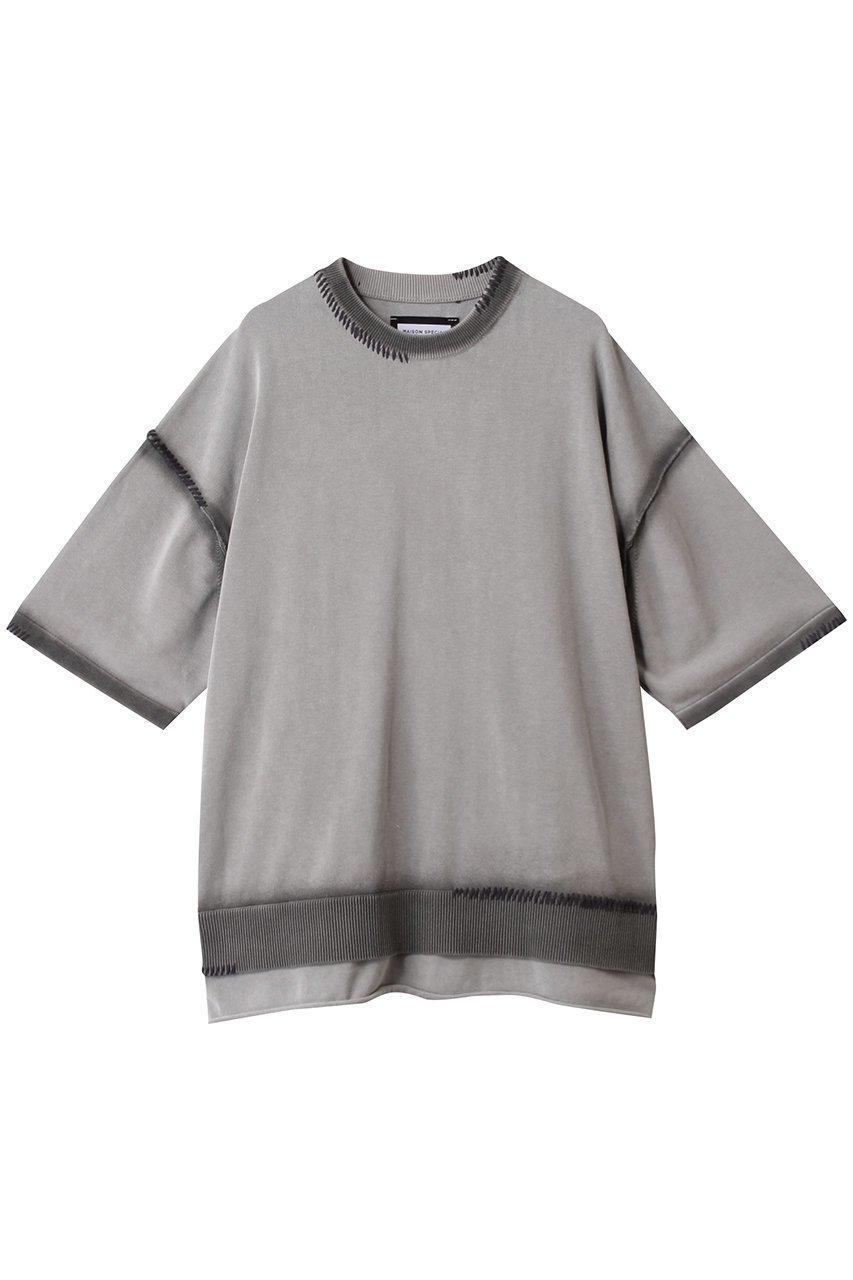 【メゾンスペシャル/MAISON SPECIAL】の【UNISEX】ハイツイストピグメントブリーチニットTシャツ インテリア・キッズ・メンズ・レディースファッション・服の通販 founy(ファニー) 　ファッション　Fashion　レディースファッション　Ladies' Fashion Online　トップス・カットソー　Tops/Tshirt　ニット　Knit Tops　シャツ/ブラウス　Shirts/Blouses　ロング / Tシャツ　T-Shirts　プルオーバー　Pullover　ユニセックス　Unisex　サマー　Summer　ショルダー　Shoulder　ドロップ　Drop　ボトム　Bottom　G.BGE(グレーベージュ)|ID: prp329100004580280 ipo3291000000032649153