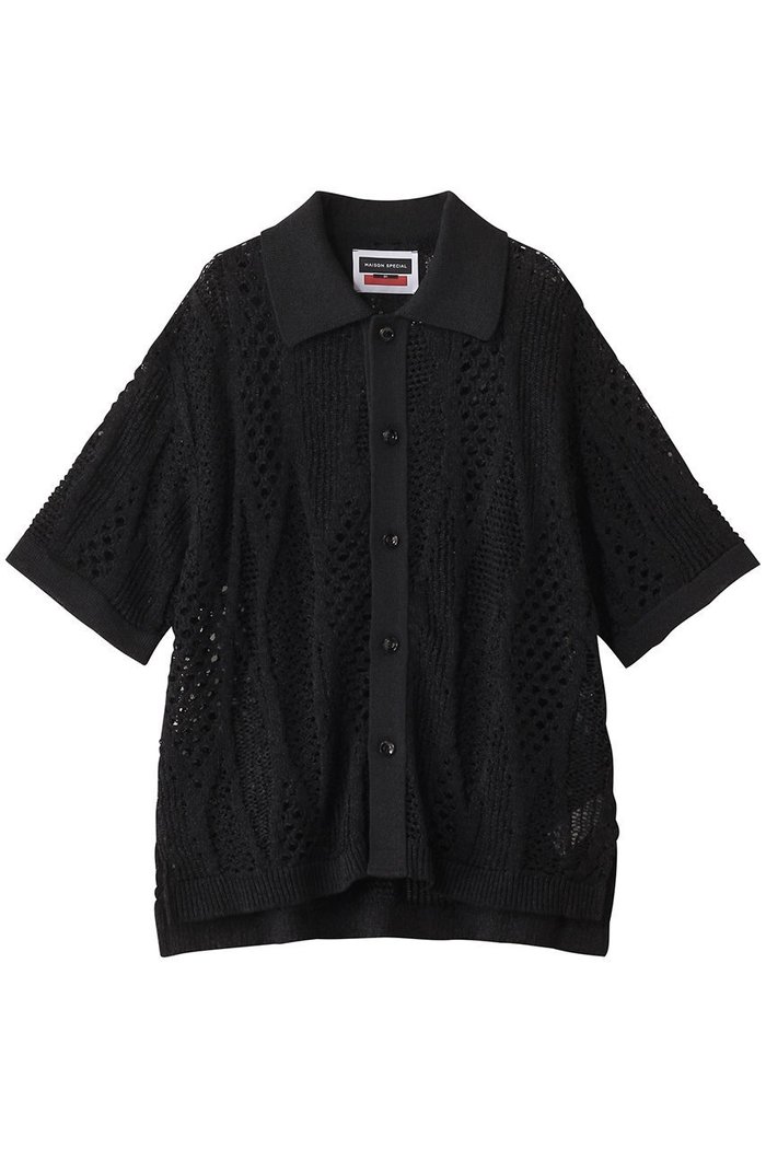 【メゾンスペシャル/MAISON SPECIAL】の【UNISEX】和紙メッシュニット半袖シャツ インテリア・キッズ・メンズ・レディースファッション・服の通販 founy(ファニー) https://founy.com/ ファッション Fashion レディースファッション Fashion for Women トップス・カットソー Cut & Sew Tops ニット Knit Tops & Sweaters シャツ・ブラウス・オフィスカジュアル Elegant Blouses & Button-Ups ユニセックス Unisex, Genderless カットソー Cut and Sewn Top サマー Summer, Summer Style ショート Short, Short Length ジャケット Jacket, Outerwear スリーブ Sleeve, Long Sleeve / Short Sleeve メッシュ Mesh, Net Fabric エレガント 上品 Elegant 半袖 Short Sleeve, Half Sleeve 秋 Autumn |ID: prp329100004580284 ipo3291000000032451729