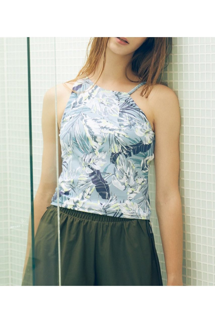 【ジュリエ/Julier】のlauae leafプリント アシメミドルトップス インテリア・キッズ・メンズ・レディースファッション・服の通販 founy(ファニー) 　ファッション　Fashion　レディースファッション　WOMEN　トップス・カットソー　Tops/Tshirt　スポーツウェア　Sportswear　スポーツ トップス　Sports Tops　おすすめ　Recommend　アシンメトリー　Asymmetry　カッティング　Cutting　スポーツ　Sports　プリント　Print　ベスト　Vest　ミドル　Middle　ヨガ　Yoga　リーフ　Leaf　レギンス　Leggings　ブルー|ID: prp329100004580310 ipo3291000000032451926