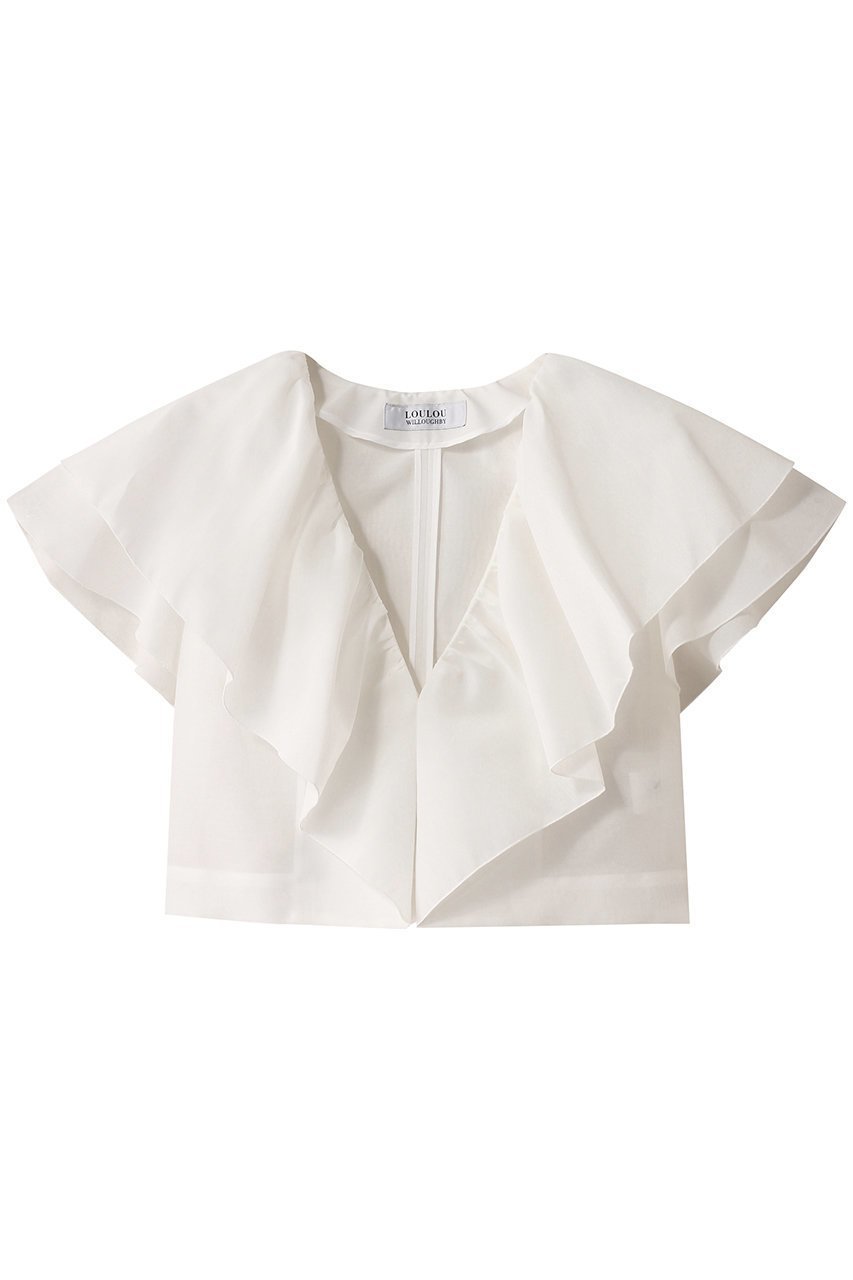 【アルアバイル/allureville】の【Loulou Willoughby】オーガンジーフリルジャケット インテリア・キッズ・メンズ・レディースファッション・服の通販 founy(ファニー) 　ファッション　Fashion　レディースファッション　Fashion for Women　アウター　Coat / Outerwear Collection　レディースジャケット・軽アウター　Jackets　おすすめ　Recommended / Our Picks　オーガンジー　Organza Fabric　コンパクト　Compact, Small Size　サロペット　Overalls, Salopette　シアー　Sheer, See-Through　ジャケット　Jacket, Outerwear　ノースリーブ　Sleeveless, No-Sleeve　フリル　Frill, Ruffle　オフホワイト|ID: prp329100004580331 ipo3291000000035931187