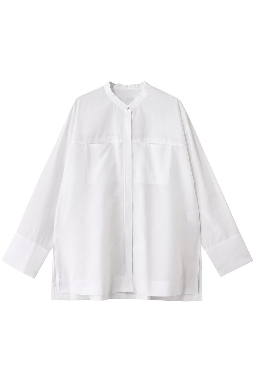 【アルアバイル/allureville】のダンガリーバンドカラーシャツ インテリア・キッズ・メンズ・レディースファッション・服の通販 founy(ファニー) 　ファッション　Fashion　レディースファッション　Fashion for Women　トップス・カットソー　Cut & Sew Tops　シャツ・ブラウス・オフィスカジュアル　Elegant Blouses & Button-Ups　2025年　2025　2025-2026秋冬・A/W　Autumn/Winter 2025–26 AW25–26　スリーブ　Sleeve, Long Sleeve / Short Sleeve　フロント　Front, Front Design　ロング　Long, Long-Length　A/W・秋冬　Autumn/Winter　オフホワイト|ID: prp329100004580333 ipo3291000000032452142