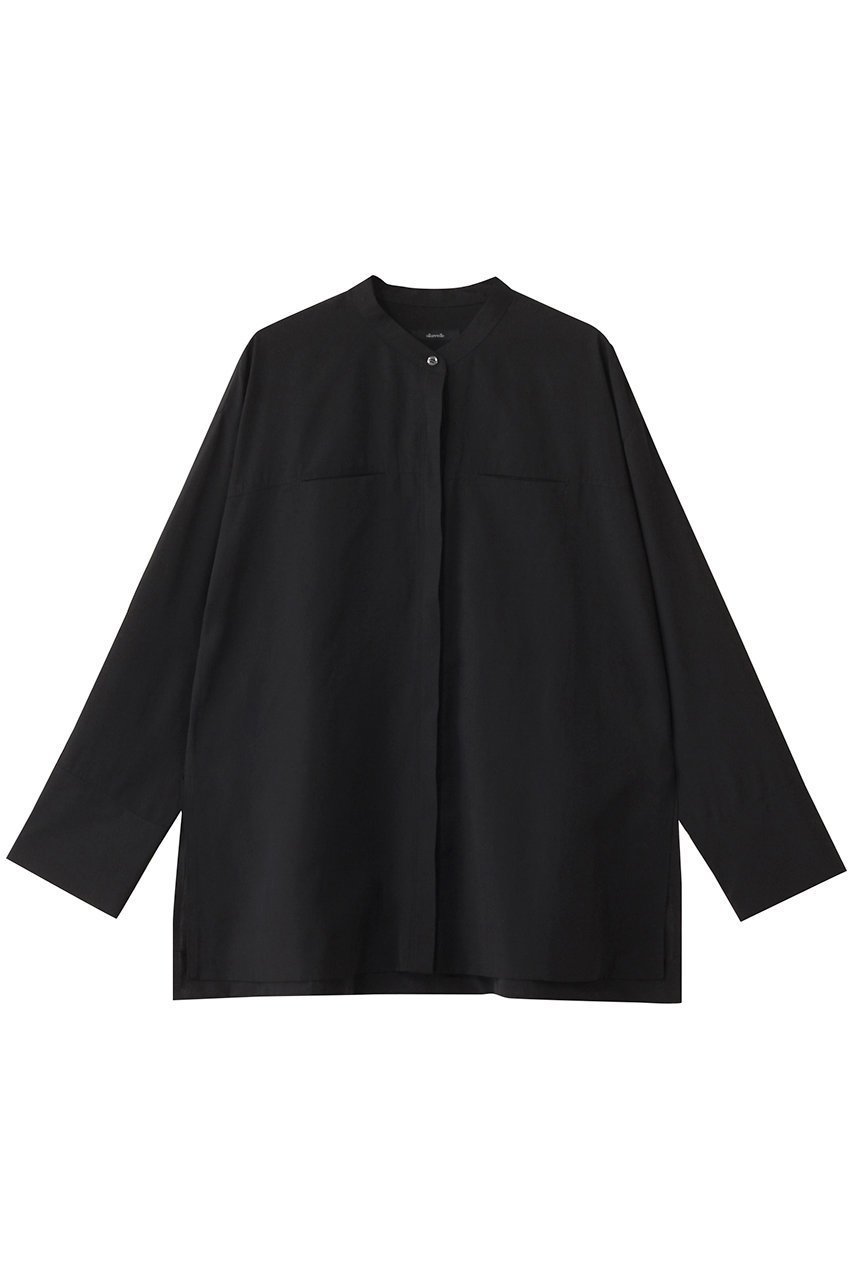 【アルアバイル/allureville】のダンガリーバンドカラーシャツ インテリア・キッズ・メンズ・レディースファッション・服の通販 founy(ファニー) 　ファッション　Fashion　レディースファッション　Fashion for Women　トップス・カットソー　Cut & Sew Tops　シャツ・ブラウス・オフィスカジュアル　Elegant Blouses & Button-Ups　2025年　2025　2025-2026秋冬・A/W　Autumn/Winter 2025–26 AW25–26　スリーブ　Sleeve, Long Sleeve / Short Sleeve　フロント　Front, Front Design　ロング　Long, Long-Length　A/W・秋冬　Autumn/Winter　ブラック|ID: prp329100004580333 ipo3291000000032452144