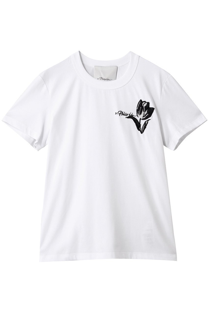【スリーワン フィリップリム/3.1 Phillip Lim】のTULIP エンブロイダリー クロップド ショートスリーブTシャツ インテリア・キッズ・メンズ・レディースファッション・服の通販 founy(ファニー) 　ファッション　Fashion　レディースファッション　Ladies' Fashion Online　トップス・カットソー　Tops/Tshirt　シャツ/ブラウス　Shirts/Blouses　ロング / Tシャツ　T-Shirts　カットソー　Cut and Sewn　2025年　2025　2025-2026秋冬・A/W　Aw/Autumn/Winter/Fw/Fall/2025-2026　インナー　Inner　エンブロイダリー　Embroidery　クロップド　Cropped　コンパクト　Compact　ショート　Short　スタッズ　Studs　スリーブ　Sleeve　チューリップ　Tulip　モチーフ　Motif　リュクス　Luxe　ロング　Long　エレガント 上品　Elegant　A/W・秋冬　Aw・Autumn/Winter・Fw・Fall-Winter　ホワイト|ID: prp329100004581682 ipo3291000000032464197