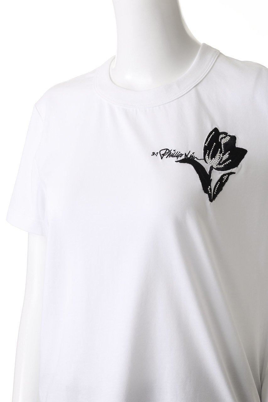 【スリーワン フィリップリム/3.1 Phillip Lim】のTULIP エンブロイダリー クロップド ショートスリーブTシャツ 人気、トレンドファッション・服の通販 founy(ファニー) 　ファッション　Fashion　レディースファッション　Ladies' Fashion Online　トップス・カットソー　Tops/Tshirt　シャツ/ブラウス　Shirts/Blouses　ロング / Tシャツ　T-Shirts　カットソー　Cut and Sewn　2025年　2025　2025-2026秋冬・A/W　Aw/Autumn/Winter/Fw/Fall/2025-2026　インナー　Inner　エンブロイダリー　Embroidery　クロップド　Cropped　コンパクト　Compact　ショート　Short　スタッズ　Studs　スリーブ　Sleeve　チューリップ　Tulip　モチーフ　Motif　リュクス　Luxe　ロング　Long　エレガント 上品　Elegant　A/W・秋冬　Aw・Autumn/Winter・Fw・Fall-Winter　other-5|ID: prp329100004581682 ipo3291000000032464201