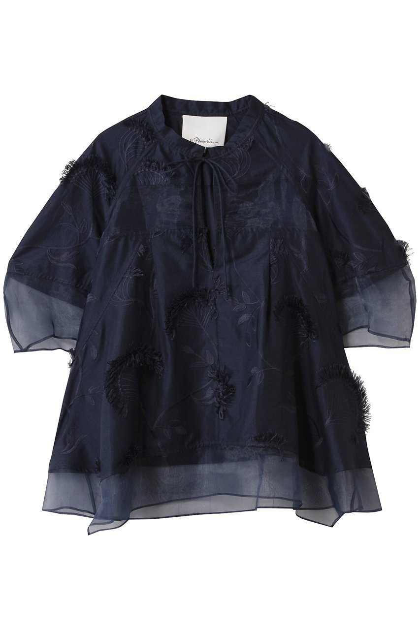 【スリーワン フィリップリム/3.1 Phillip Lim】のオーガンジー コンビネーション ショートスリーブ フラウンス トップス 人気、トレンドファッション・服の通販 founy(ファニー) 　ファッション　Fashion　レディースファッション　Fashion for Women　トップス・カットソー　Cut & Sew Tops　シャツ・ブラウス・オフィスカジュアル　Elegant Blouses & Button-Ups　オーガンジー　Organza Fabric　コンビ　Combo, Combination Style　シアー　Sheer, See-Through　ショート　Short, Short Length　シンプル　Simple, Minimal　スリーブ　Sleeve, Long Sleeve / Short Sleeve　フェミニン　Feminine, Girly　フラワー　Flower, Floral　 other-1|ID: prp329100004581684 ipo3291000000035557751