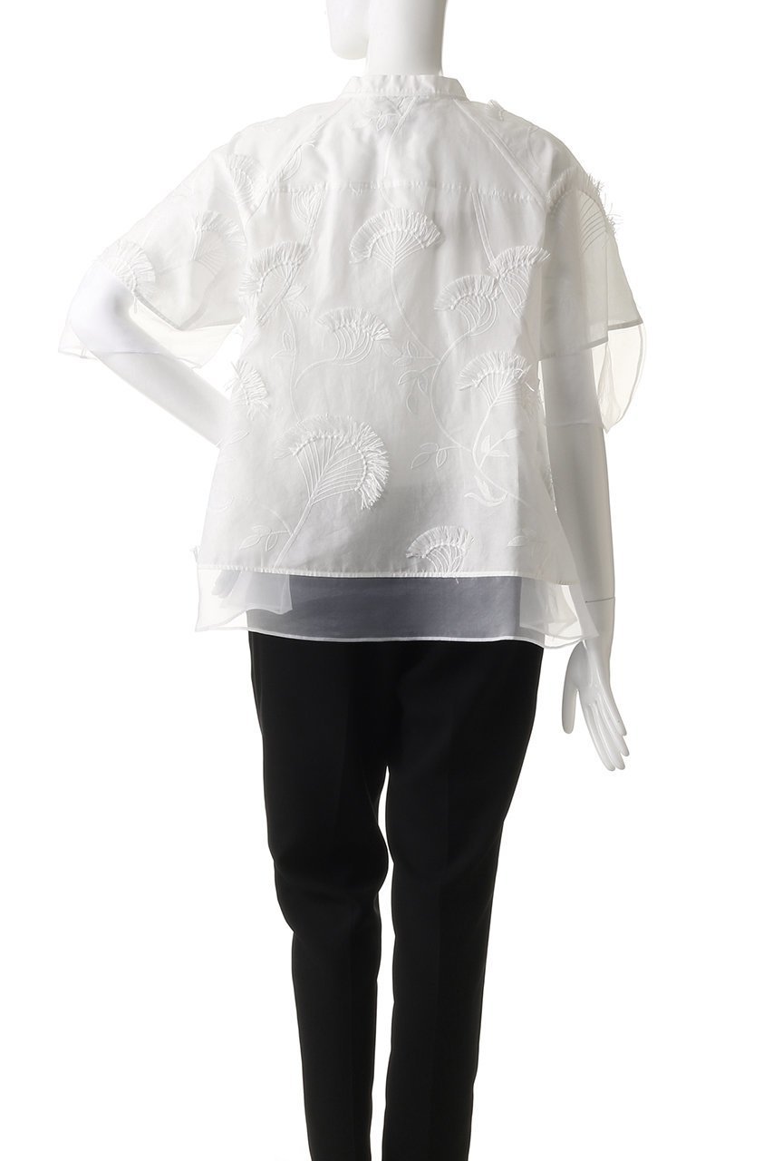 【スリーワン フィリップリム/3.1 Phillip Lim】のオーガンジー コンビネーション ショートスリーブ フラウンス トップス 人気、トレンドファッション・服の通販 founy(ファニー) 　ファッション　Fashion　レディースファッション　Fashion for Women　トップス・カットソー　Cut & Sew Tops　シャツ・ブラウス・オフィスカジュアル　Elegant Blouses & Button-Ups　オーガンジー　Organza Fabric　コンビ　Combo, Combination Style　シアー　Sheer, See-Through　ショート　Short, Short Length　シンプル　Simple, Minimal　スリーブ　Sleeve, Long Sleeve / Short Sleeve　フェミニン　Feminine, Girly　フラワー　Flower, Floral　other-4|ID: prp329100004581684 ipo3291000000035557756