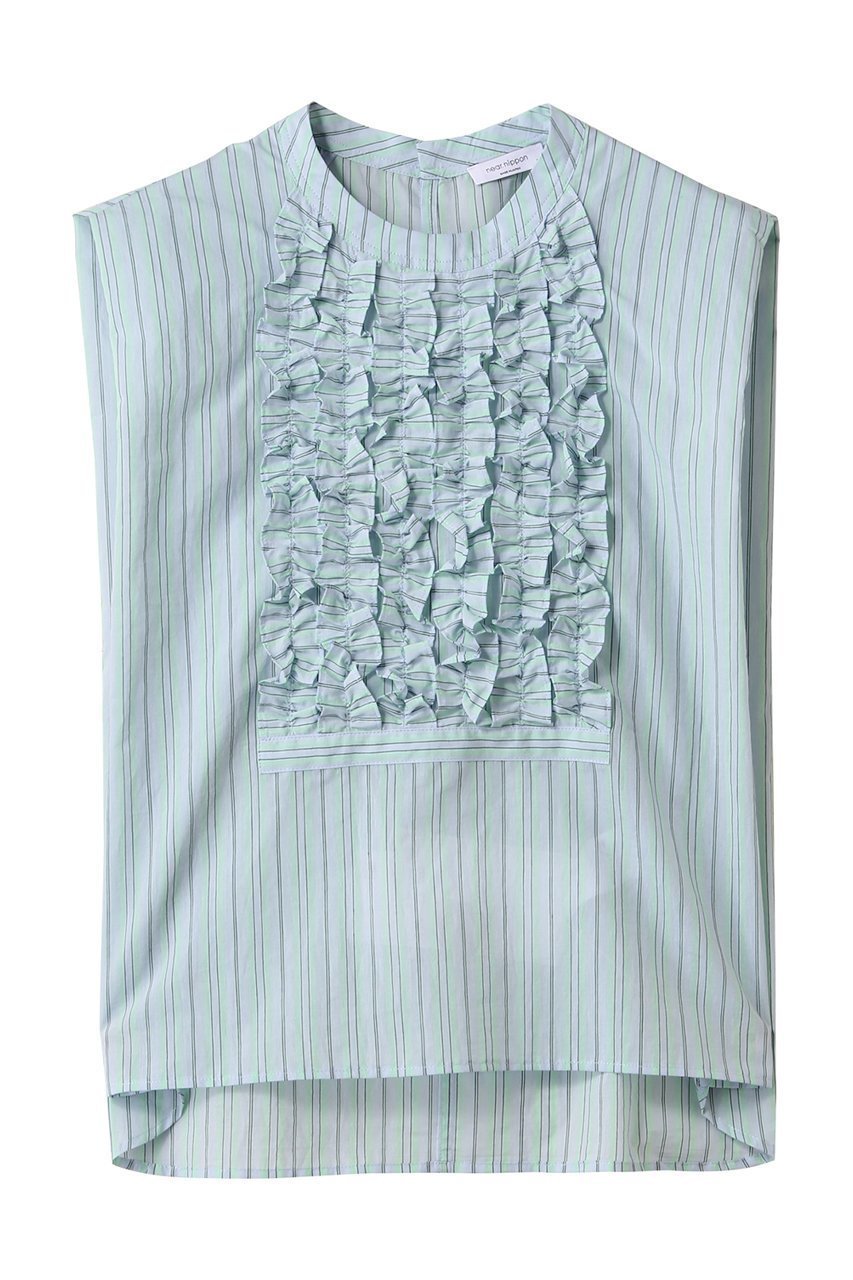 【ニアー ニッポン/near.nippon】のフリル スリーブレストップス インテリア・キッズ・メンズ・レディースファッション・服の通販 founy(ファニー) ファッション Fashion レディースファッション Fashion for Women トップス・カットソー Cut & Sew Tops キャミソール&ノースリーブ Camisoles & Sleeveless Tops シャツ・ブラウス・オフィスカジュアル Elegant Blouses & Button-Ups ジャケット Jacket, Outerwear デニム Denim, Jeans Material ノースリーブ Sleeveless, No-Sleeve フリル Frill, Ruffle フロント Front, Front Design ミックス Mix, Mixed Style サックス|ID: prp329100004581687 ipo3291000000035136128