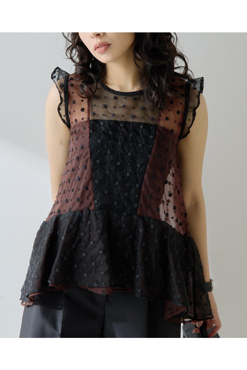 【ウィムガゼット/Whim Gazette】のドットシアーブラウス 人気、トレンドファッション・服の通販 founy(ファニー) 　ファッション　Fashion　レディースファッション　WOMEN　トップス・カットソー　Tops/Tshirt　キャミソール / ノースリーブ　No Sleeves　シャツ/ブラウス　Shirts/Blouses　インド　India　オーガンジー　Organdy　ドット　Dot　ノースリーブ　No Sleeve　フェミニン　Feminine　フラワー　Flower　フリル　Frills　NEW・新作・新着・新入荷　New Arrivals　 other-1|ID: prp329100004581693 ipo3291000000032464292