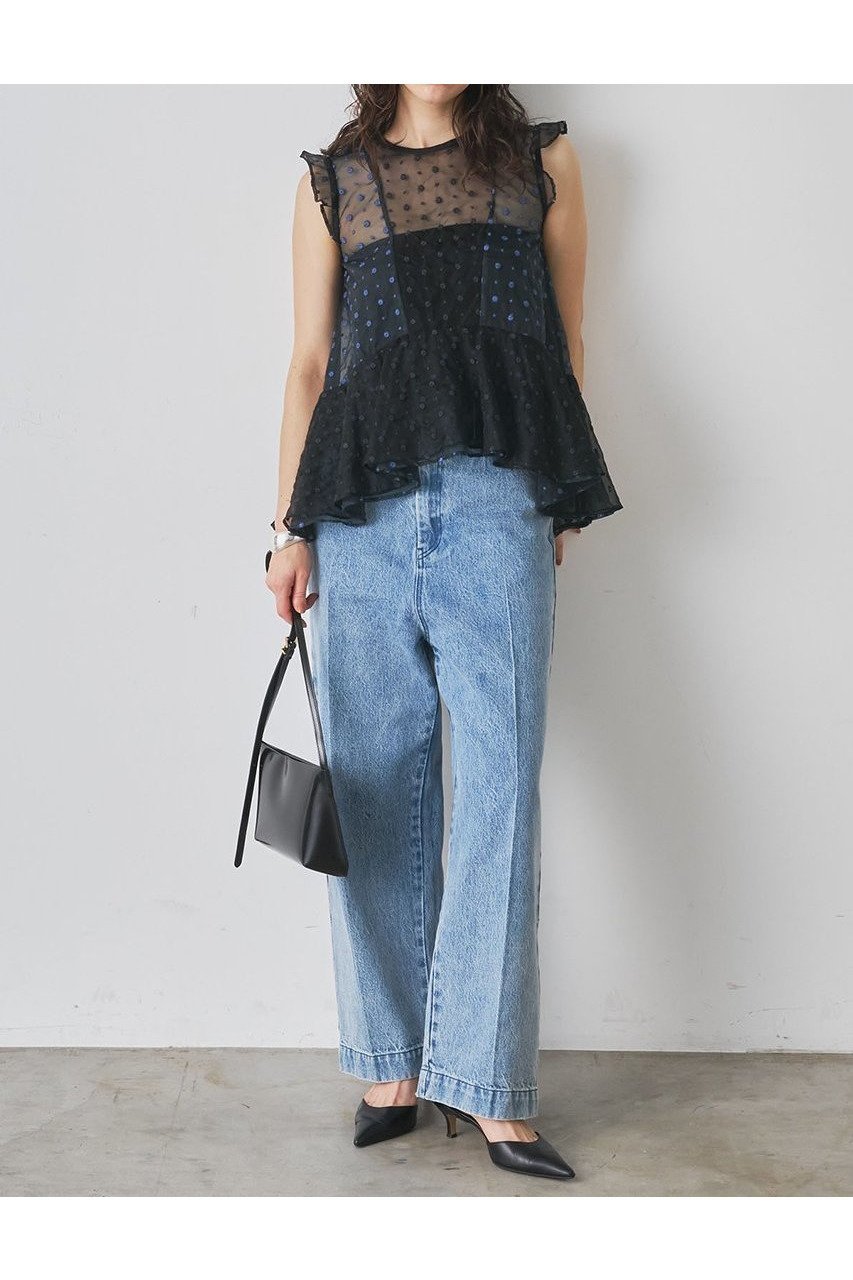 【ウィムガゼット/Whim Gazette】のドットシアーブラウス 人気、トレンドファッション・服の通販 founy(ファニー) 　ファッション　Fashion　レディースファッション　WOMEN　トップス・カットソー　Tops/Tshirt　キャミソール / ノースリーブ　No Sleeves　シャツ/ブラウス　Shirts/Blouses　インド　India　オーガンジー　Organdy　ドット　Dot　ノースリーブ　No Sleeve　フェミニン　Feminine　フラワー　Flower　フリル　Frills　NEW・新作・新着・新入荷　New Arrivals　other-2|ID: prp329100004581693 ipo3291000000032464295