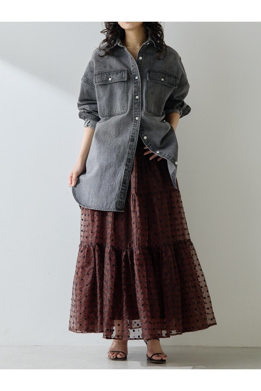 【ウィムガゼット/Whim Gazette】のドットシアースカート 人気、トレンドファッション・服の通販 founy(ファニー) 　ファッション　Fashion　レディースファッション　WOMEN　スカート　Skirt　ロングスカート　Long Skirt　インド　India　オーガンジー　Organdy　スリット　Slit　ティアードスカート　Tiered Skirt　ドット　Dot　フラワー　Flower　ロング　Long　NEW・新作・新着・新入荷　New Arrivals　 other-1|ID: prp329100004581694 ipo3291000000032464302