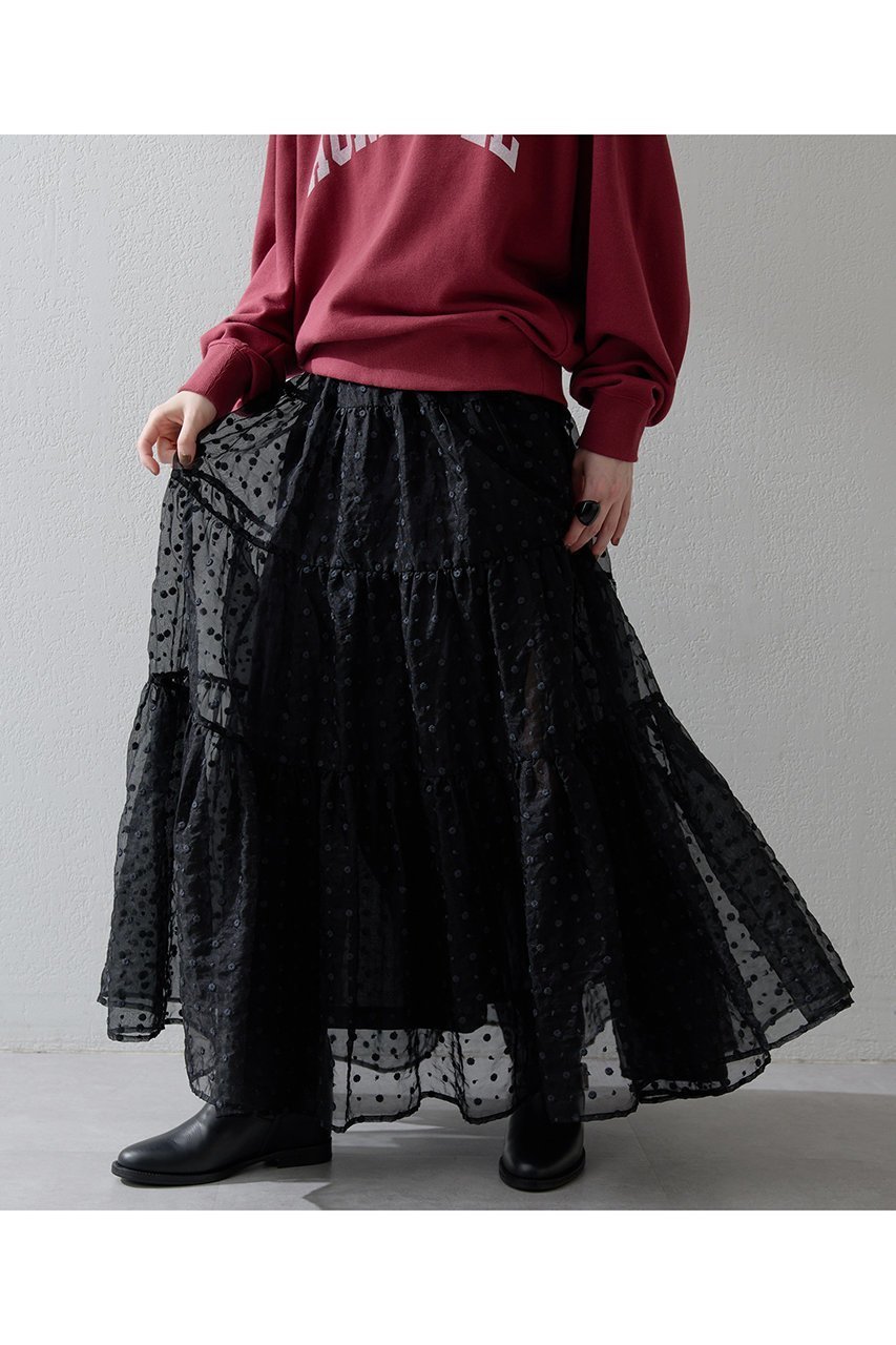 【ウィムガゼット/Whim Gazette】のドットシアースカート 人気、トレンドファッション・服の通販 founy(ファニー) 　ファッション　Fashion　レディースファッション　WOMEN　スカート　Skirt　ロングスカート　Long Skirt　インド　India　オーガンジー　Organdy　スリット　Slit　ティアードスカート　Tiered Skirt　ドット　Dot　フラワー　Flower　ロング　Long　NEW・新作・新着・新入荷　New Arrivals　other-2|ID: prp329100004581694 ipo3291000000032464305