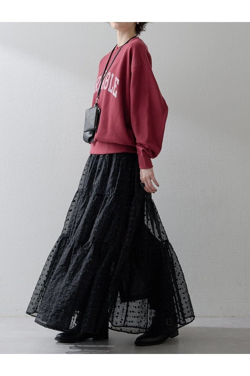 【ウィムガゼット/Whim Gazette】のドットシアースカート 人気、トレンドファッション・服の通販 founy(ファニー) 　ファッション　Fashion　レディースファッション　WOMEN　スカート　Skirt　ロングスカート　Long Skirt　インド　India　オーガンジー　Organdy　スリット　Slit　ティアードスカート　Tiered Skirt　ドット　Dot　フラワー　Flower　ロング　Long　NEW・新作・新着・新入荷　New Arrivals　other-3|ID: prp329100004581694 ipo3291000000032464306