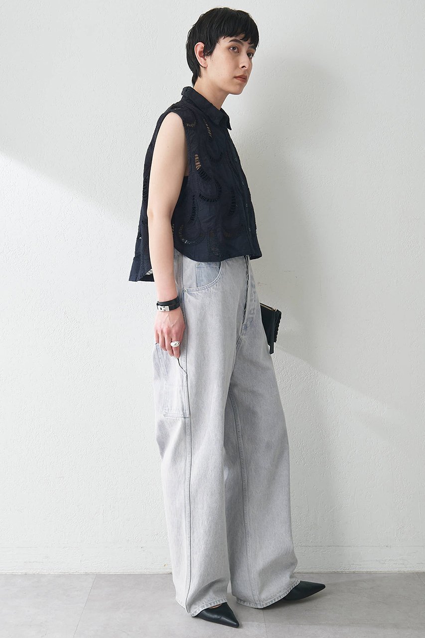 【ウィムガゼット/Whim Gazette】のエンブロイダリーフレンチスリーブシャツ 人気、トレンドファッション・服の通販 founy(ファニー) 　ファッション　Fashion　レディースファッション　WOMEN　トップス・カットソー　Tops/Tshirt　シャツ/ブラウス　Shirts/Blouses　インド　India　コンパクト　Compact　ショート　Short　スリーブ　Sleeve　デニム　Denim　バランス　Balance　メッシュ　Mesh　モダン　Modern　レース　Race　ワイド　Wide　夏　Summer　NEW・新作・新着・新入荷　New Arrivals　透かし　Watermark　other-5|ID: prp329100004581707 ipo3291000000032464407