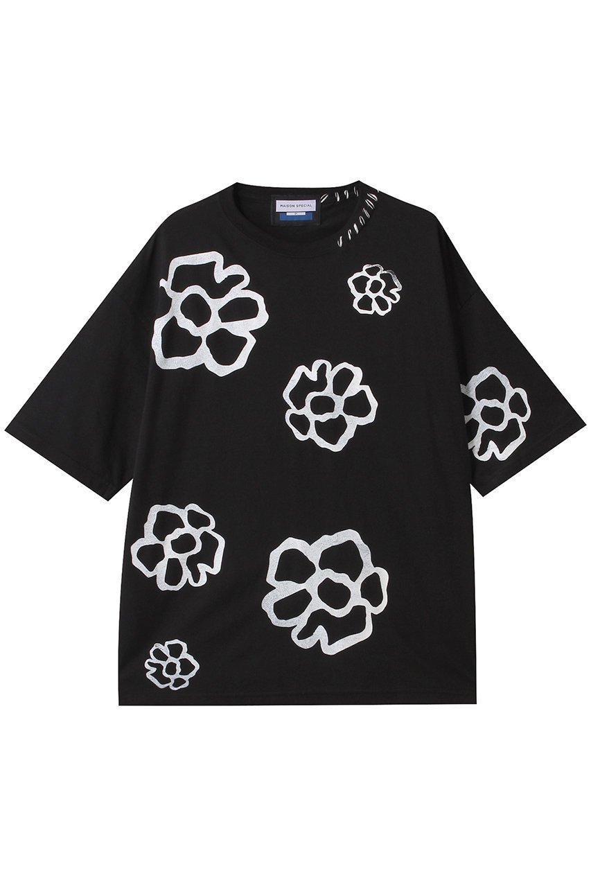 【メゾンスペシャル/MAISON SPECIAL】の【UNISEX】フラワーハンドプリントS/STシャツ インテリア・キッズ・メンズ・レディースファッション・服の通販 founy(ファニー) 　ファッション　Fashion　レディースファッション　Ladies' Fashion Online　トップス・カットソー　Tops/Tshirt　シャツ/ブラウス　Shirts/Blouses　ロング / Tシャツ　T-Shirts　カットソー　Cut and Sewn　ユニセックス　Unisex　おすすめ　Recommend　インナー　Inner　ショート　Short　ジャケット　Jacket　スリーブ　Sleeve　ハンド　Hand　ハーフ　Half　フラワー　Flower　プリント　Print　モチーフ　Motif　再入荷　Restock/Back In Stock/Re Arrival　BLK(ブラック)|ID: prp329100004581710 ipo3291000000032464430