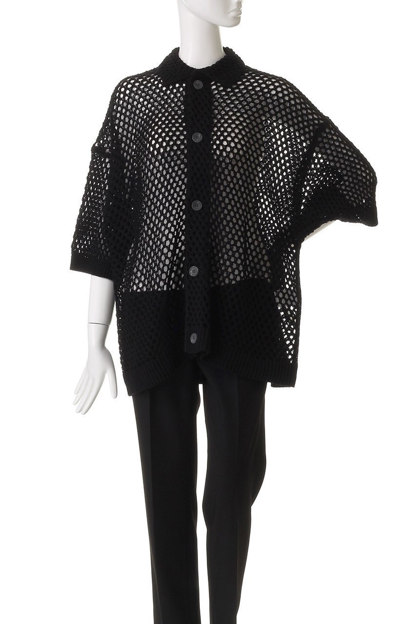 【メゾンスペシャル/MAISON SPECIAL】の【UNISEX】クロシェ風半袖ニットシャツ 人気、トレンドファッション・服の通販 founy(ファニー) 　ファッション　Fashion　レディースファッション　Ladies' Fashion Online　トップス・カットソー　Tops/Tshirt　ニット　Knit Tops　シャツ/ブラウス　Shirts/Blouses　ユニセックス　Unisex　インナー　Inner　クロシェ　Crochet　ショート　Short　スリーブ　Sleeve　ハーフ　Half　半袖　Short Sleeve　other-2|ID: prp329100004581714 ipo3291000000032464460
