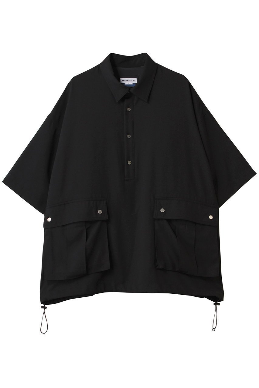 【メゾンスペシャル/MAISON SPECIAL】の【UNISEX】半袖 カーゴポケット付きシャツ インテリア・キッズ・メンズ・レディースファッション・服の通販 founy(ファニー) 　ファッション　Fashion　レディースファッション　Fashion for Women　トップス・カットソー　Cut & Sew Tops　シャツ・ブラウス・オフィスカジュアル　Elegant Blouses & Button-Ups　ユニセックス　Unisex, Genderless　ショート　Short, Short Length　スリーブ　Sleeve, Long Sleeve / Short Sleeve　ハーフ　Half, Half-Length　マニッシュ　Mannish, Boyish　半袖　Short Sleeve, Half Sleeve　BLK(ブラック)|ID: prp329100004581718 ipo3291000000032464480