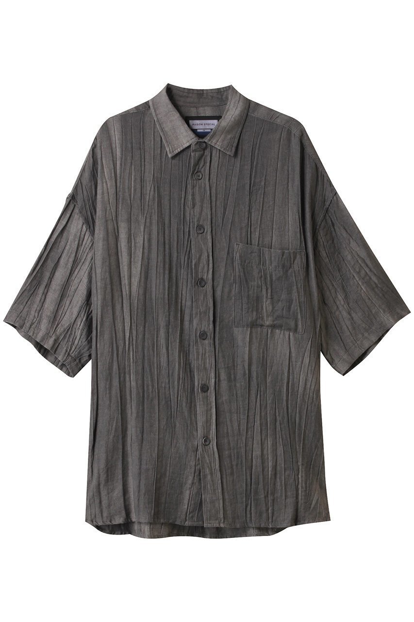 【メゾンスペシャル/MAISON SPECIAL】の【UNISEX】シアーリネンシャツS/S インテリア・キッズ・メンズ・レディースファッション・服の通販 founy(ファニー) 　ファッション　Fashion　レディースファッション　Fashion for Women　トップス・カットソー　Cut & Sew Tops　シャツ・ブラウス・オフィスカジュアル　Elegant Blouses & Button-Ups　ユニセックス　Unisex, Genderless　ショート　Short, Short Length　スリーブ　Sleeve, Long Sleeve / Short Sleeve　ハーフ　Half, Half-Length　リネン　Linen, Linen Fabric　夏　Summer　S/S・春夏　SS, Spring/Summer, Warm Season　BLK(ブラック)|ID: prp329100004581721 ipo3291000000032464502