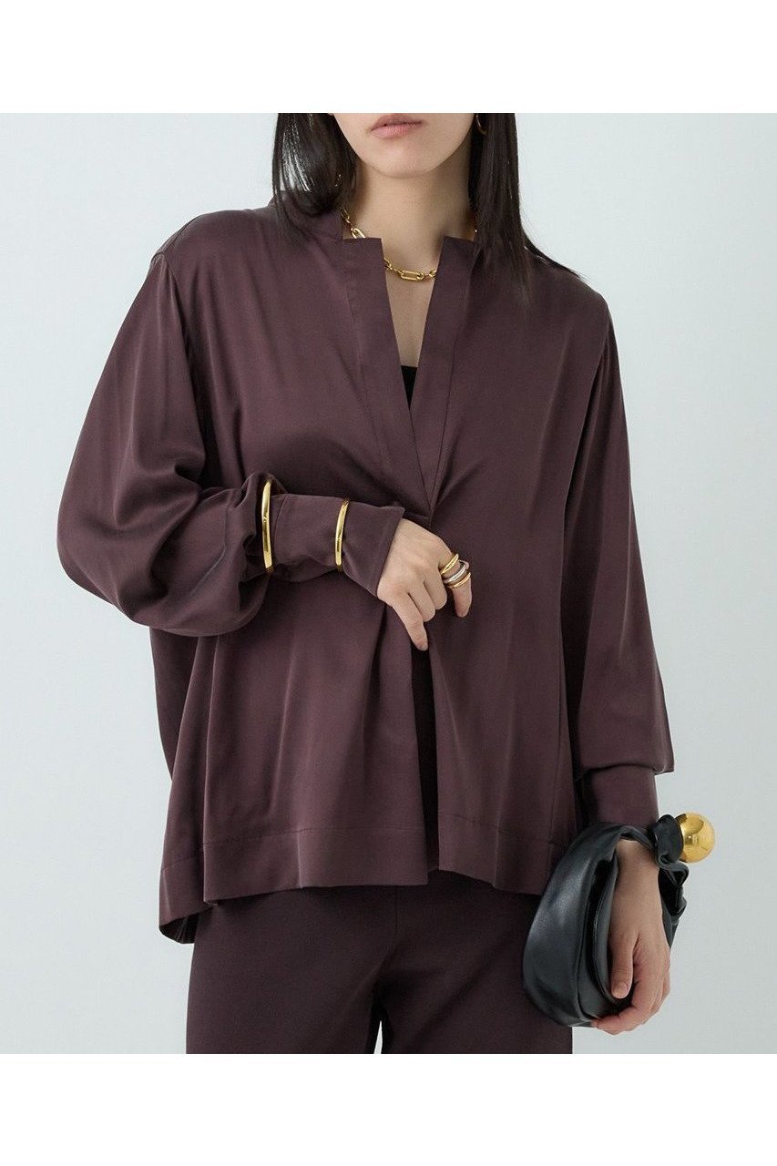 【カオス/Chaos】のモーラスタンドスキッパーブラウス 人気、トレンドファッション・服の通販 founy(ファニー) 　ファッション　Fashion　レディースファッション　WOMEN　トップス・カットソー　Tops/Tshirt　シャツ/ブラウス　Shirts/Blouses　おすすめ　Recommend　サテン　Satin　シルク　Silk　スキッパー　Skipper　ストレッチ　Stretch　ストレート　Straight　スリーブ　Sleeve　ドロップ　Drop　バランス　Balance　ロング　Long　エレガント 上品　Elegant　定番　Standard　NEW・新作・新着・新入荷　New Arrivals　洗える　Washable　other-4|ID: prp329100004581726 ipo3291000000032464539