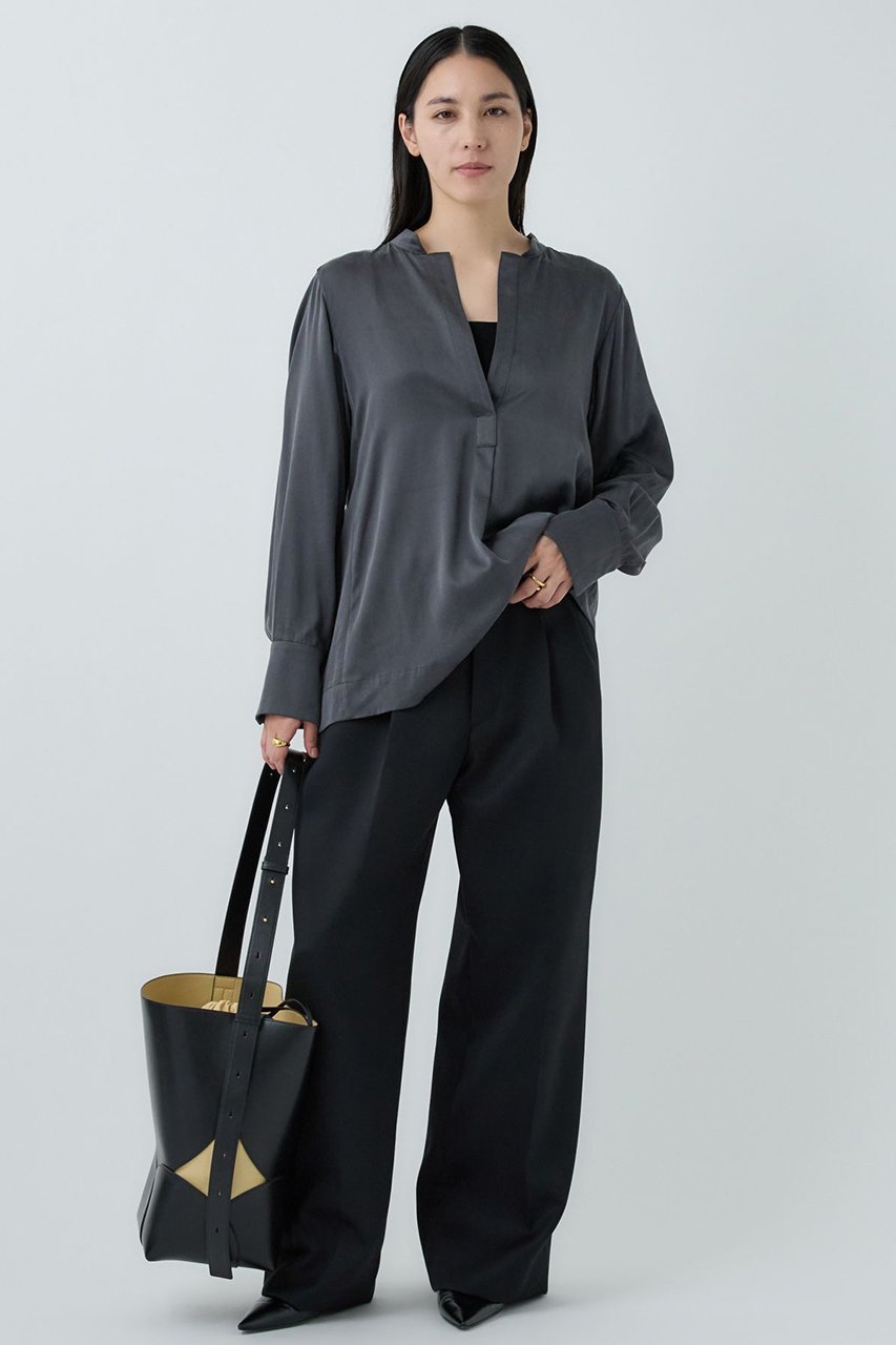 【カオス/Chaos】のモーラスタンドスキッパーブラウス 人気、トレンドファッション・服の通販 founy(ファニー) ファッション Fashion レディースファッション Fashion for Women トップス・カットソー Cut & Sew Tops シャツ・ブラウス・オフィスカジュアル Elegant Blouses & Button-Ups おすすめ Recommended / Our Picks サテン Satin, Glossy Fabric シルク Silk, 100% Silk スキッパー Skipper, Open Collar ストレッチ Stretch, Stretchy Fabric ストレート Straight, Straight Cut スリーブ Sleeve, Long Sleeve / Short Sleeve ドロップ Drop Shoulder, Dropped Style バランス Balance, Style Balance ロング Long, Long-Length エレガント 上品 Elegant 定番 Standard, Basic Item 洗える Machine Washable other-2|ID: prp329100004581726 ipo3291000000036344077